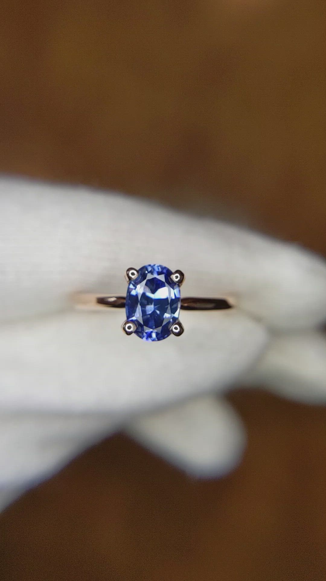 1.04 Ct. Blue Sapphire Solitaire Ring, 14K Rose Gold Size Video