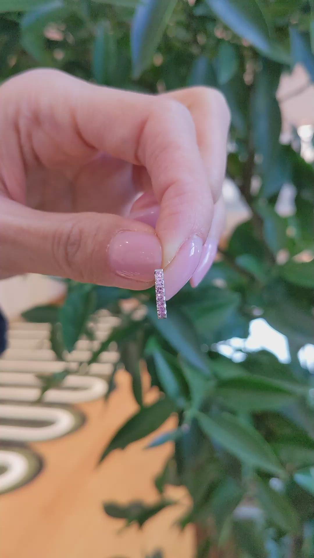 0.44 Ct.Tw.Total Carat Weight Pink Sapphire Pave Earrings, 14K White Gold Size Video