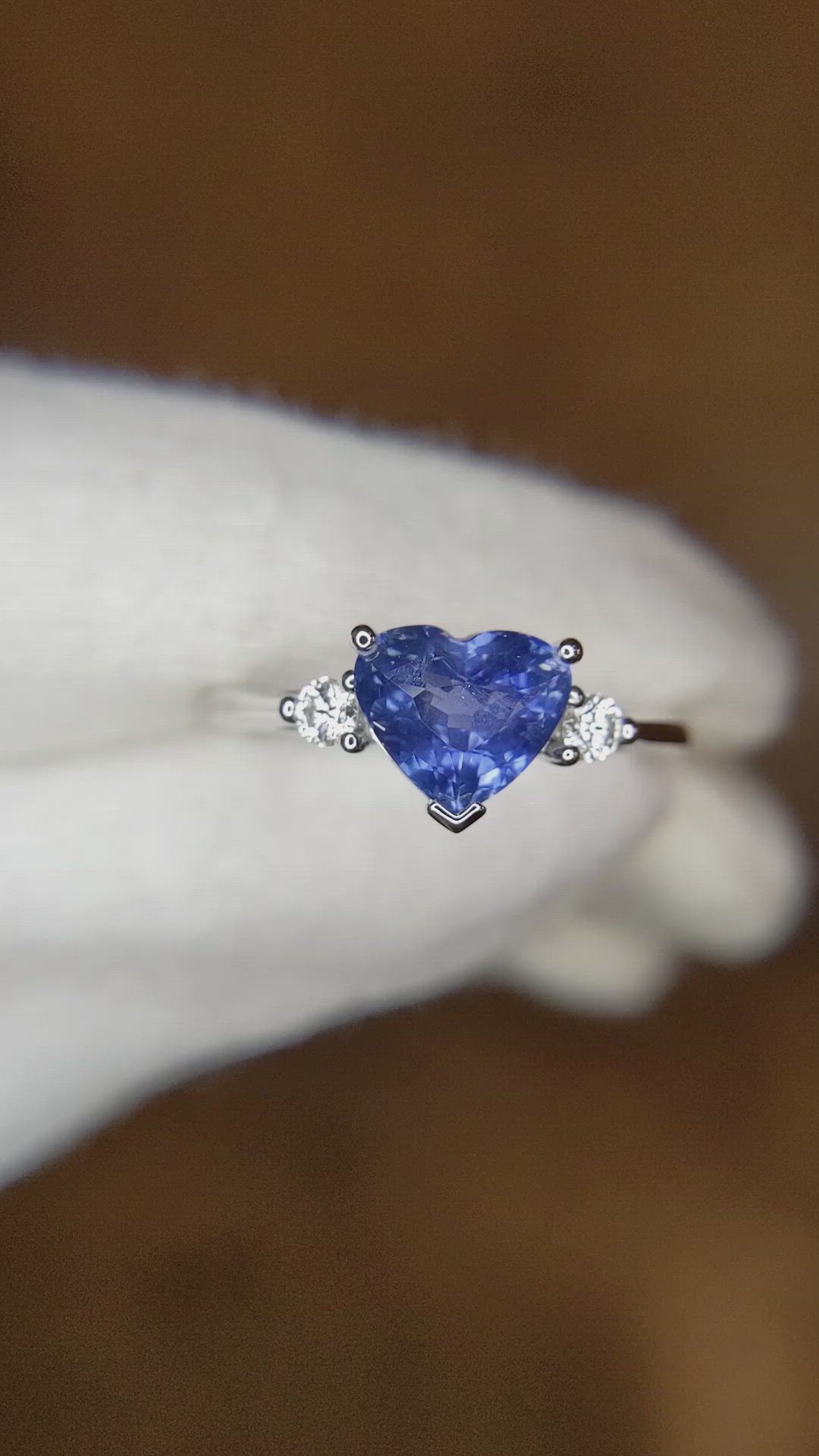 2.03 Ct. Blue Sapphire Three Stone Ring, 14K White Gold Size Video