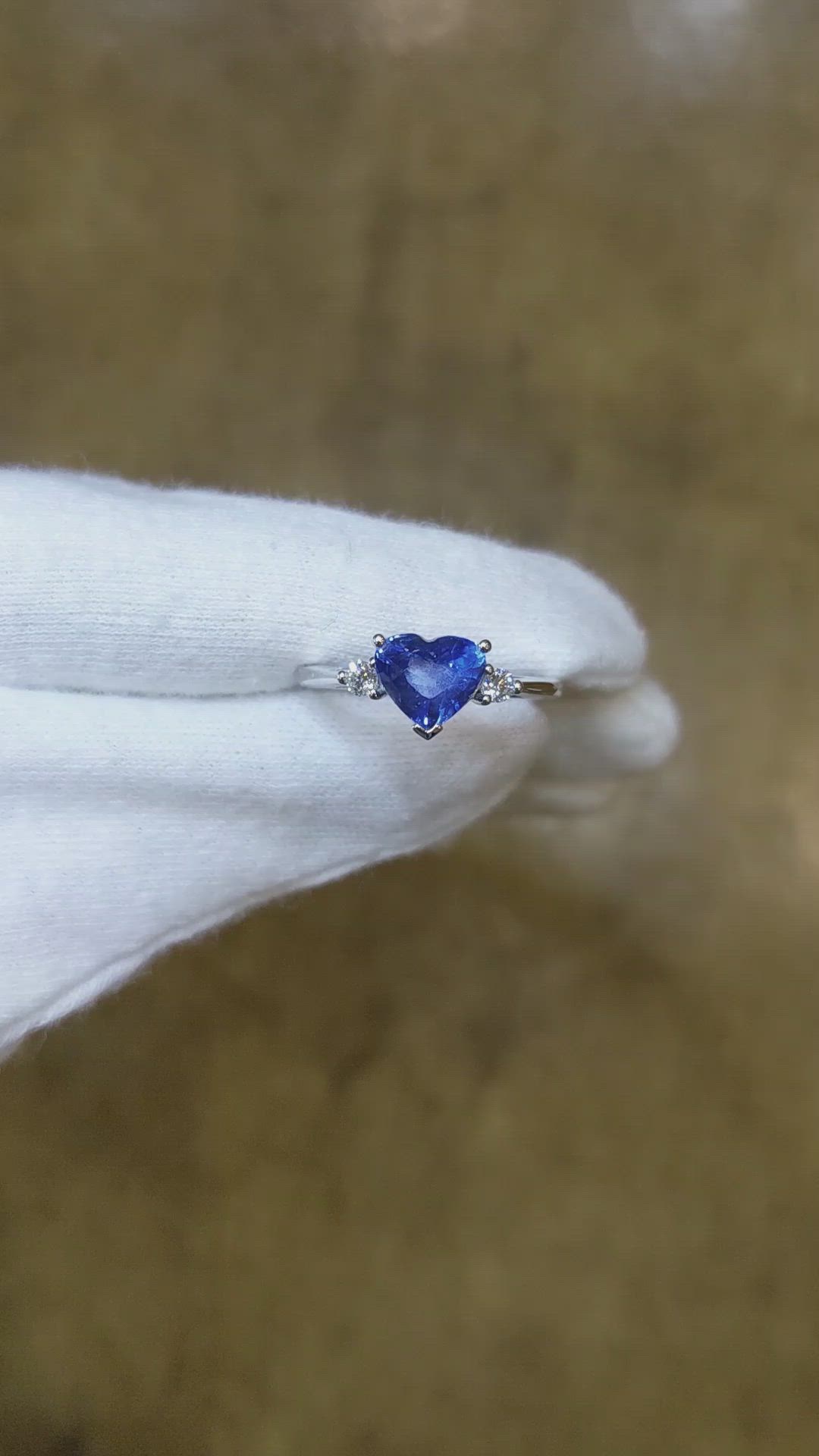 2.03 Ct. Blue Sapphire Three Stone Ring, 14K White Gold Size Video