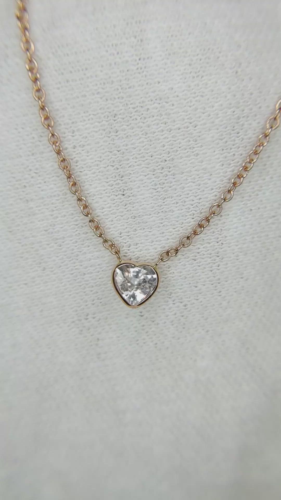 0.42 Ct. White Sapphire Bezel Necklace, 14K Rose Gold Size Video