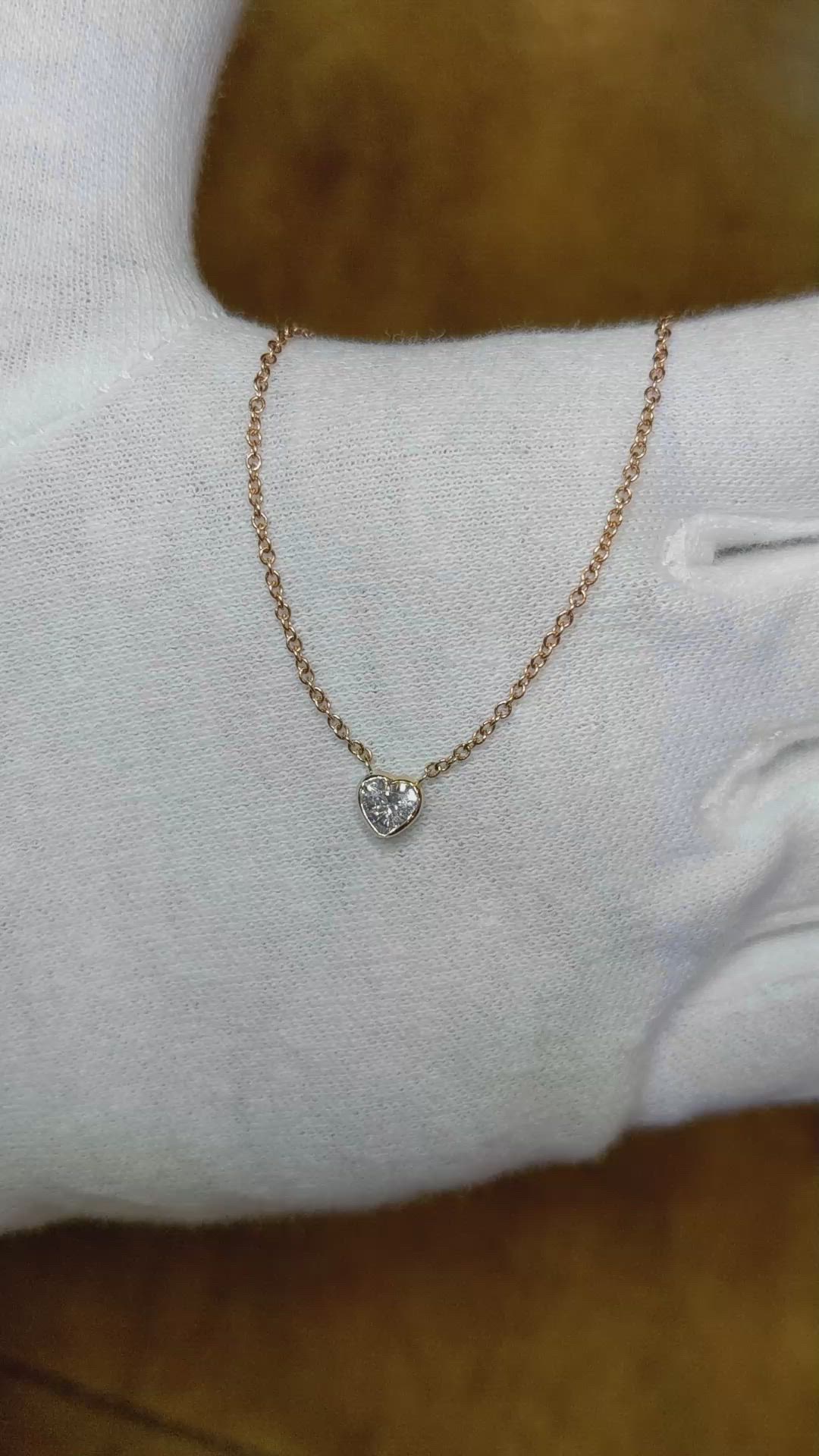 0.42 Ct. White Sapphire Bezel Necklace, 14K Rose Gold Size Video