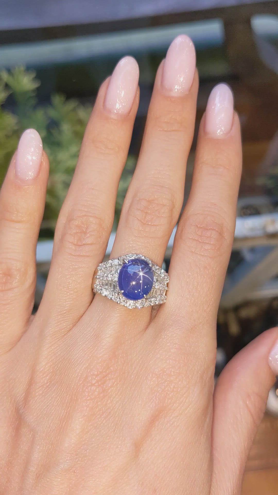 6.07 Ct. Blue Sapphire and Natural Diamond Antique Style Ring, Platinum 950 Size Video