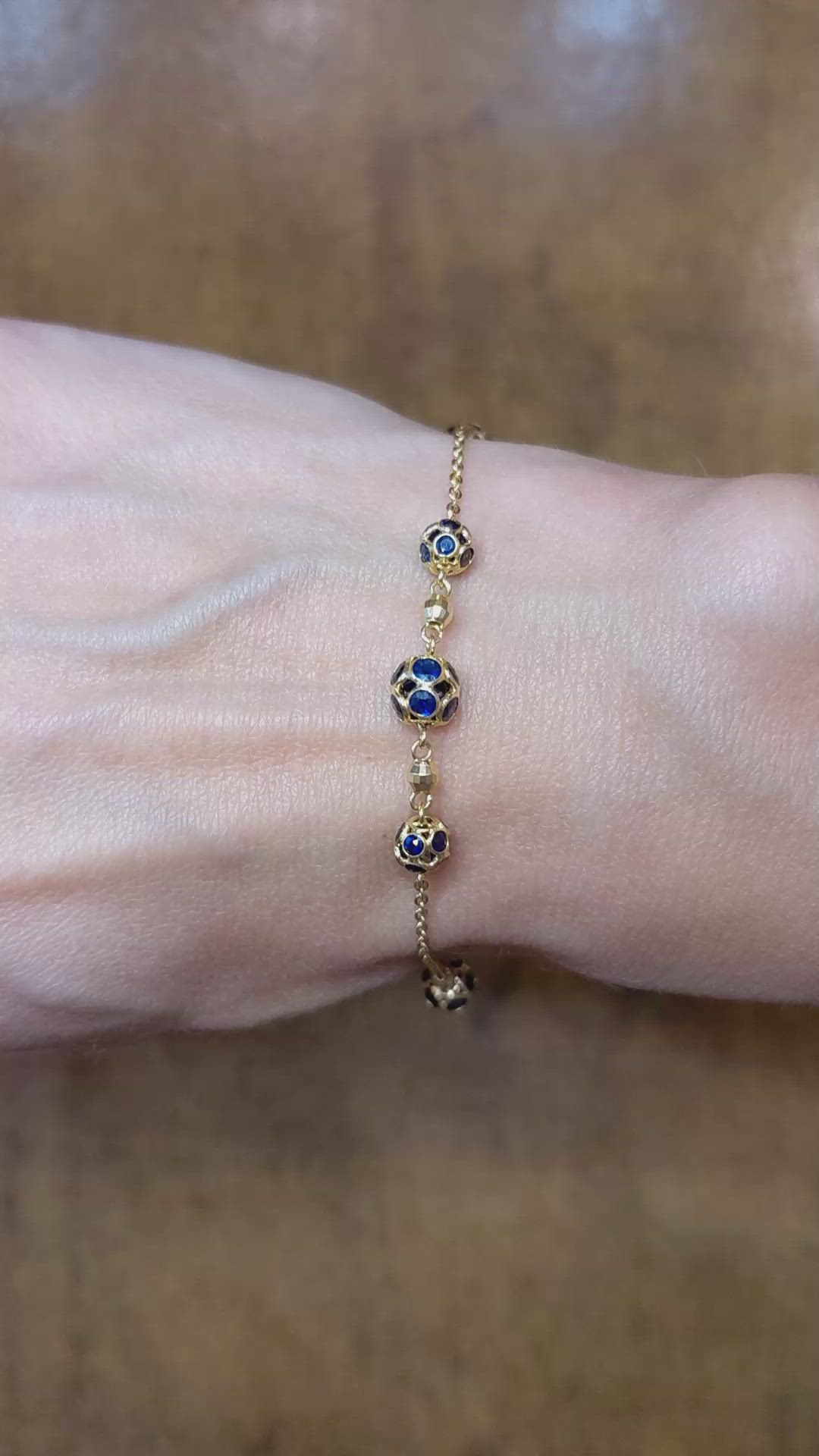 3.38 Ct.Tw. Blue Sapphire Bezel Bracelet, 18K Yellow Gold Size Video