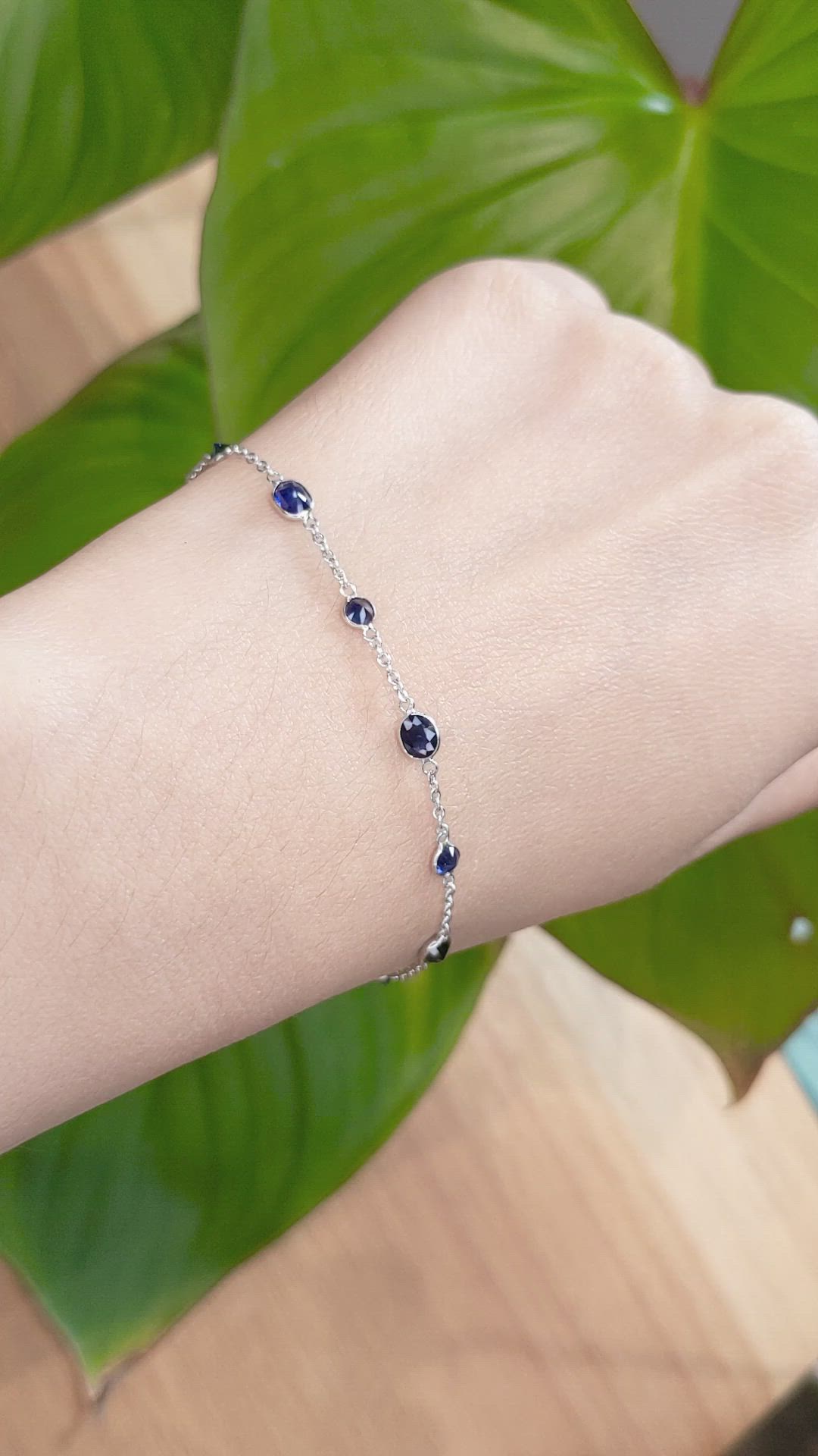 2.80 Ct.Tw. Blue Sapphire Bezel Bracelet, 18K White Gold Size Video