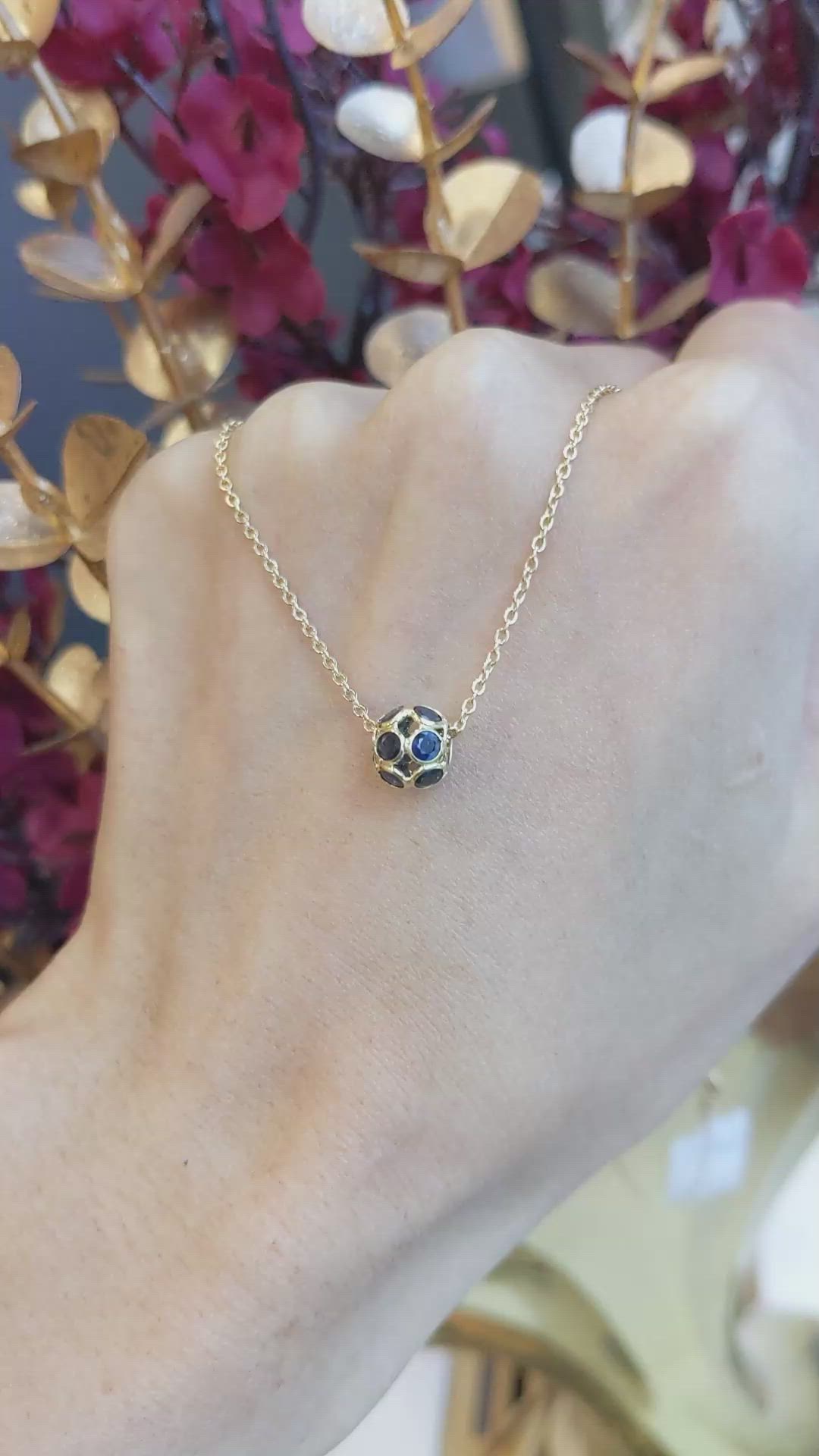 1.32 Ct. Blue Sapphire Bezel Necklace, 18K Yellow Gold Size Video