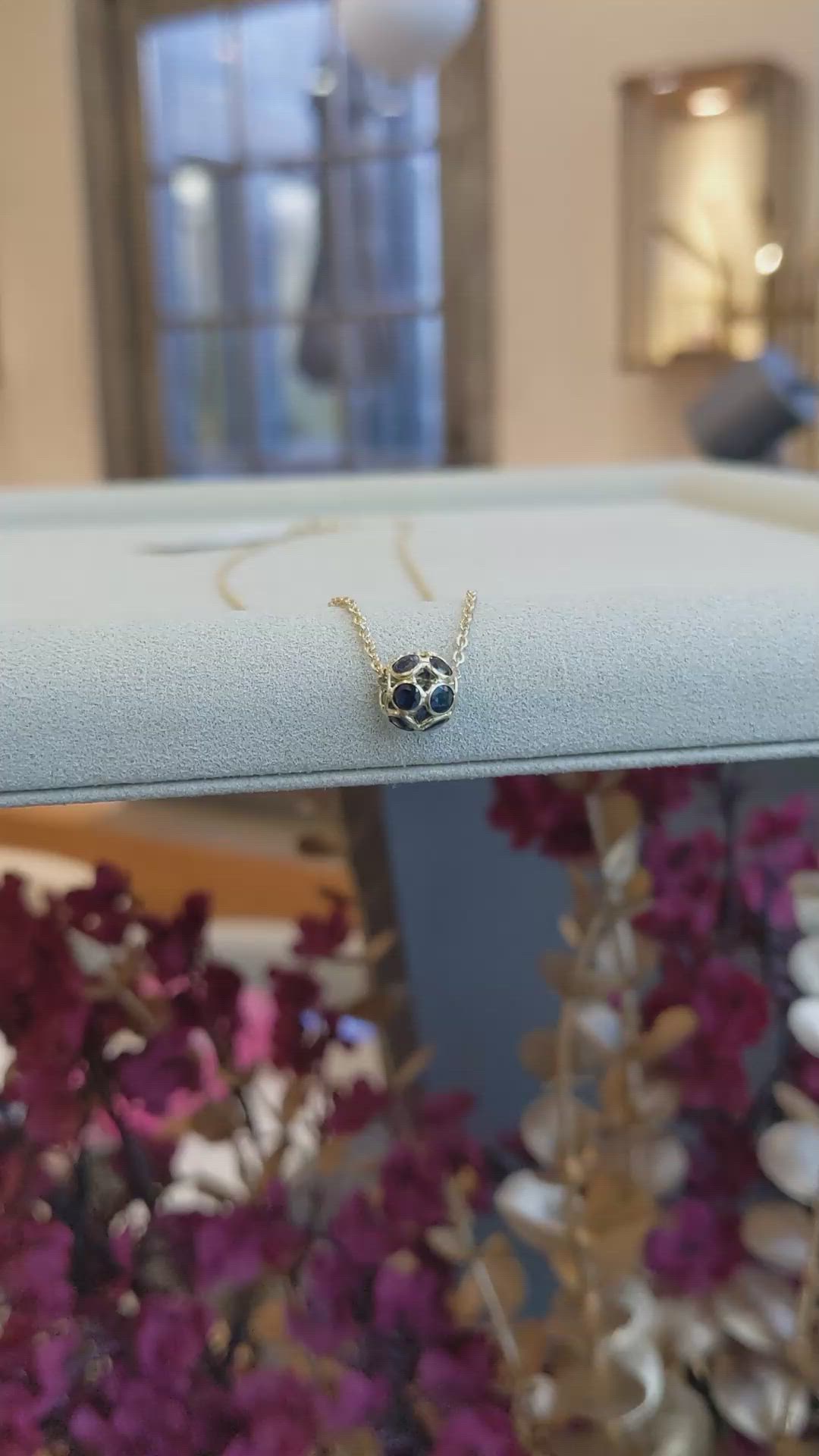 1.32 Ct. Blue Sapphire Bezel Necklace, 18K Yellow Gold Size Video