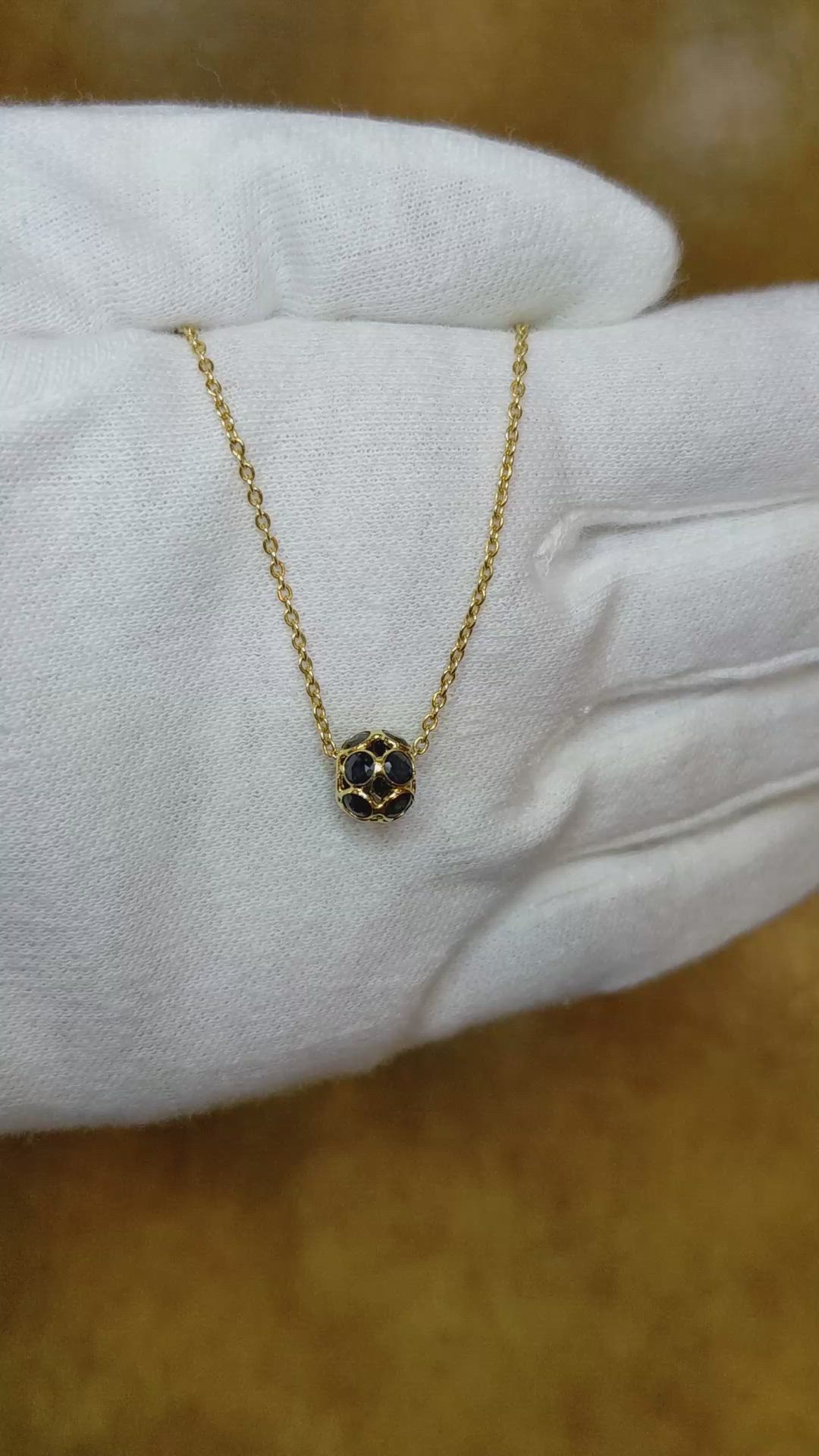 1.32 Ct. Blue Sapphire Bezel Necklace, 18K Yellow Gold Size Video