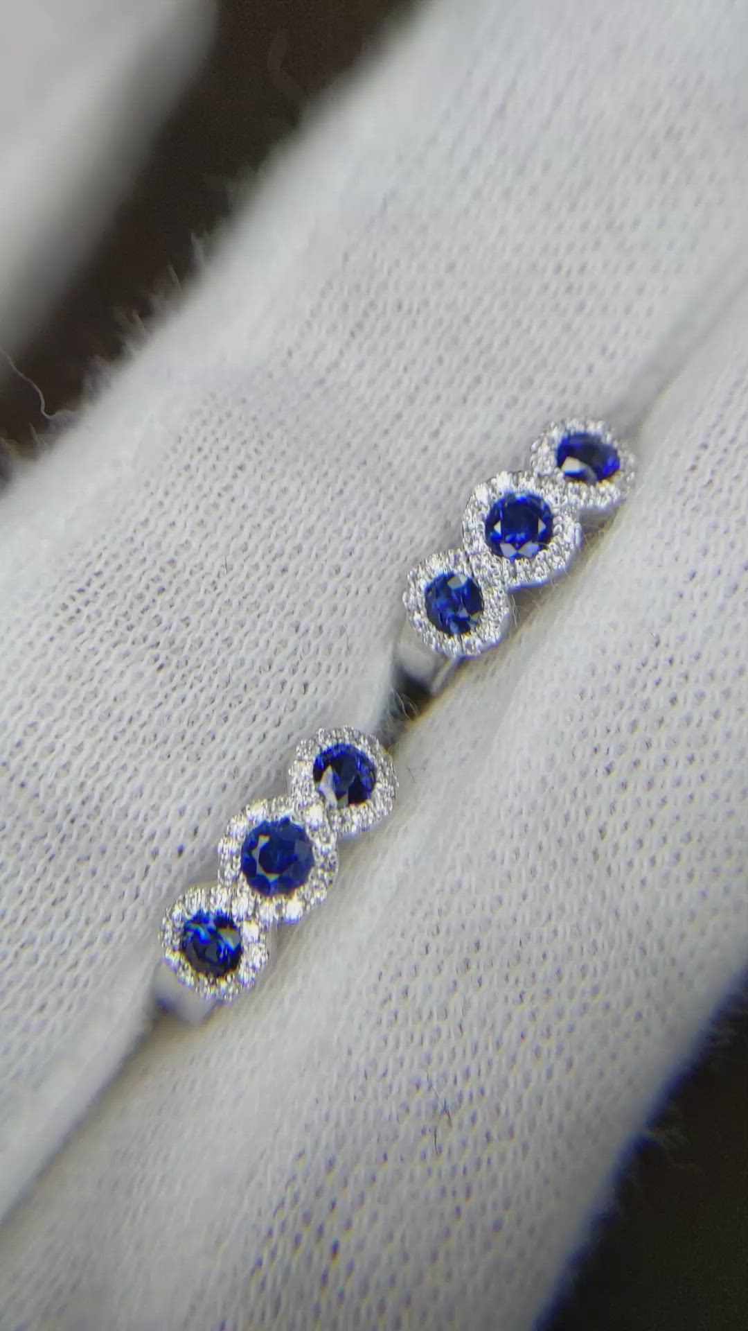 0.52 Ct.Tw. Blue Sapphire and Natural Diamond Pave Earrings, 18K White Gold Size Video