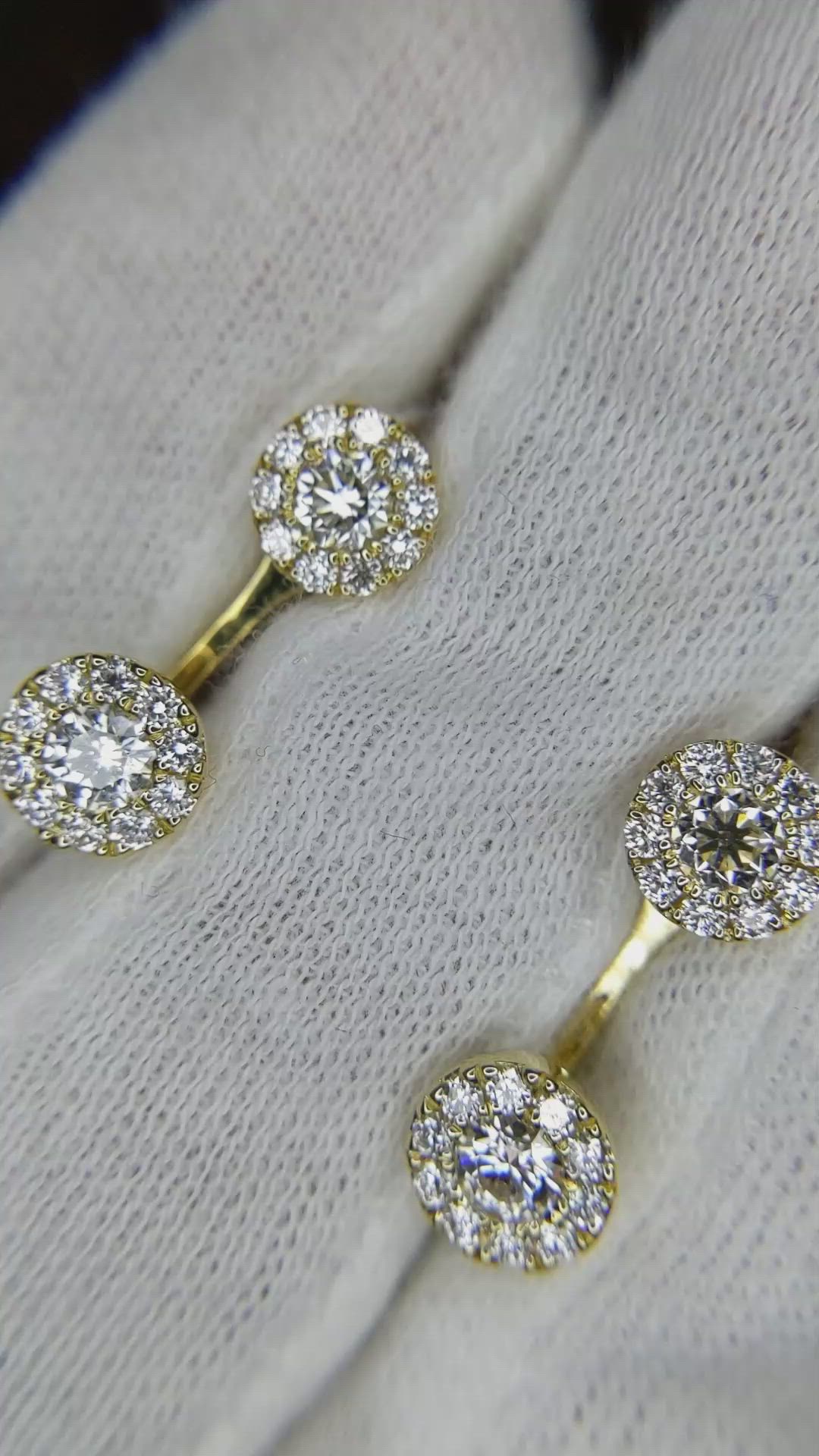 1.24 Ct.Tw.Total Carat Weight Natural Diamond Pave Earrings, 18K Yellow Gold Size Video