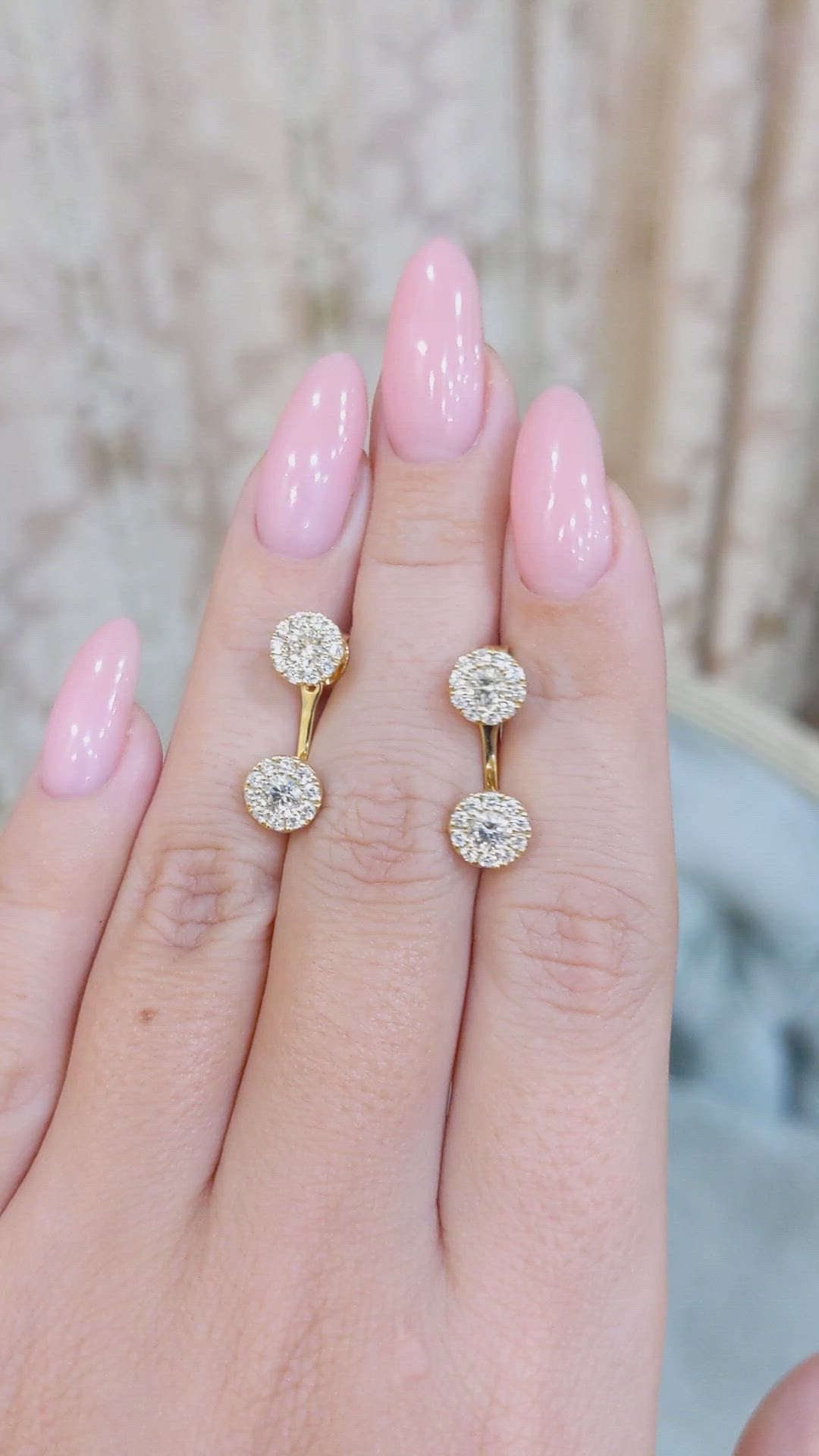 1.24 Ct.Tw.Total Carat Weight Natural Diamond Pave Earrings, 18K Yellow Gold Size Video