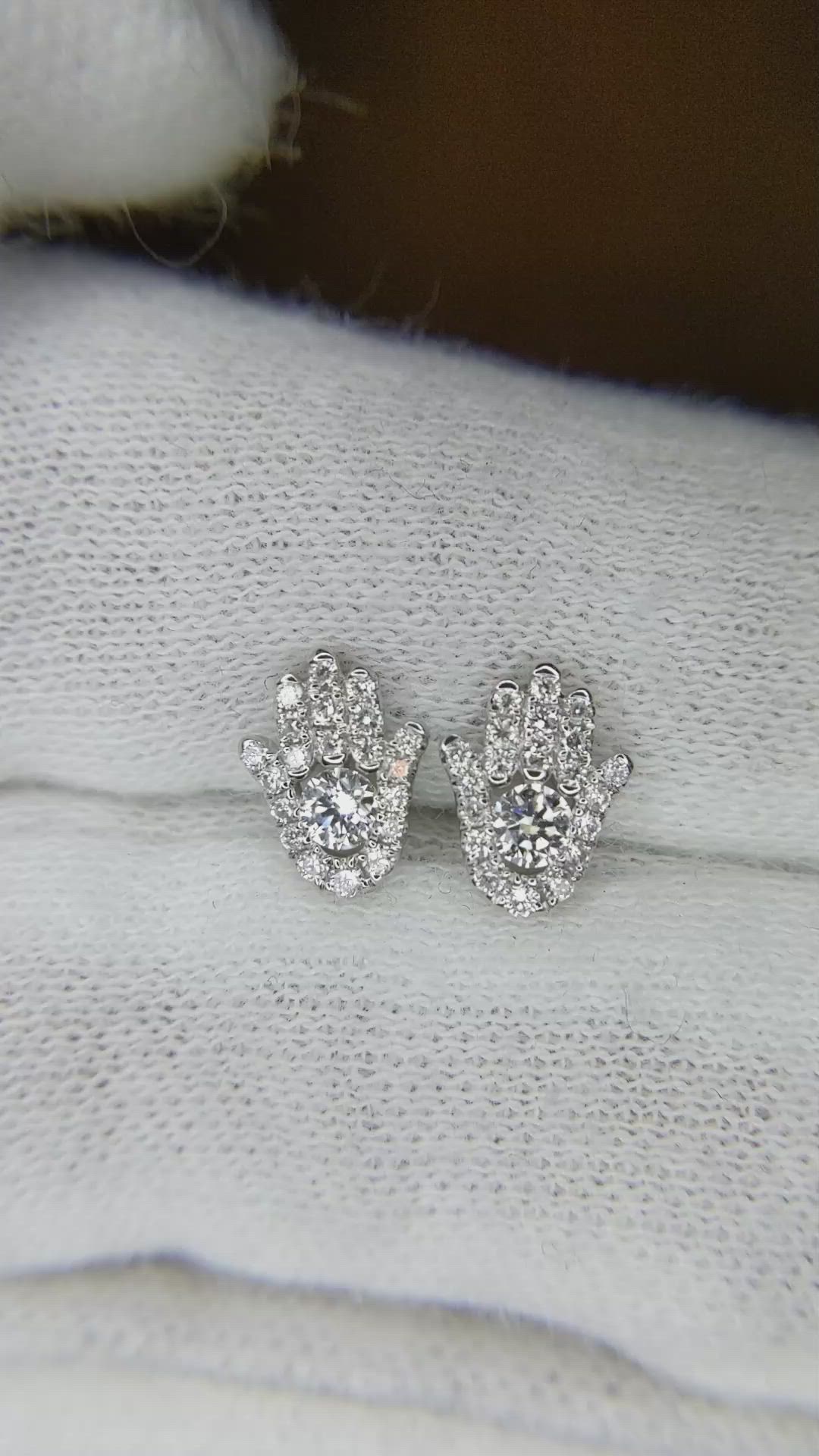 0.38 Ct.Tw.Total Carat Weight Natural Diamond Studs Earrings, 18K White Gold Size Video