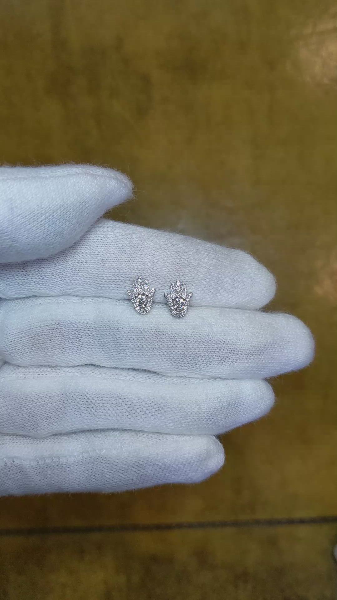 0.38 Ct.Tw.Total Carat Weight Natural Diamond Studs Earrings, 18K White Gold Size Video