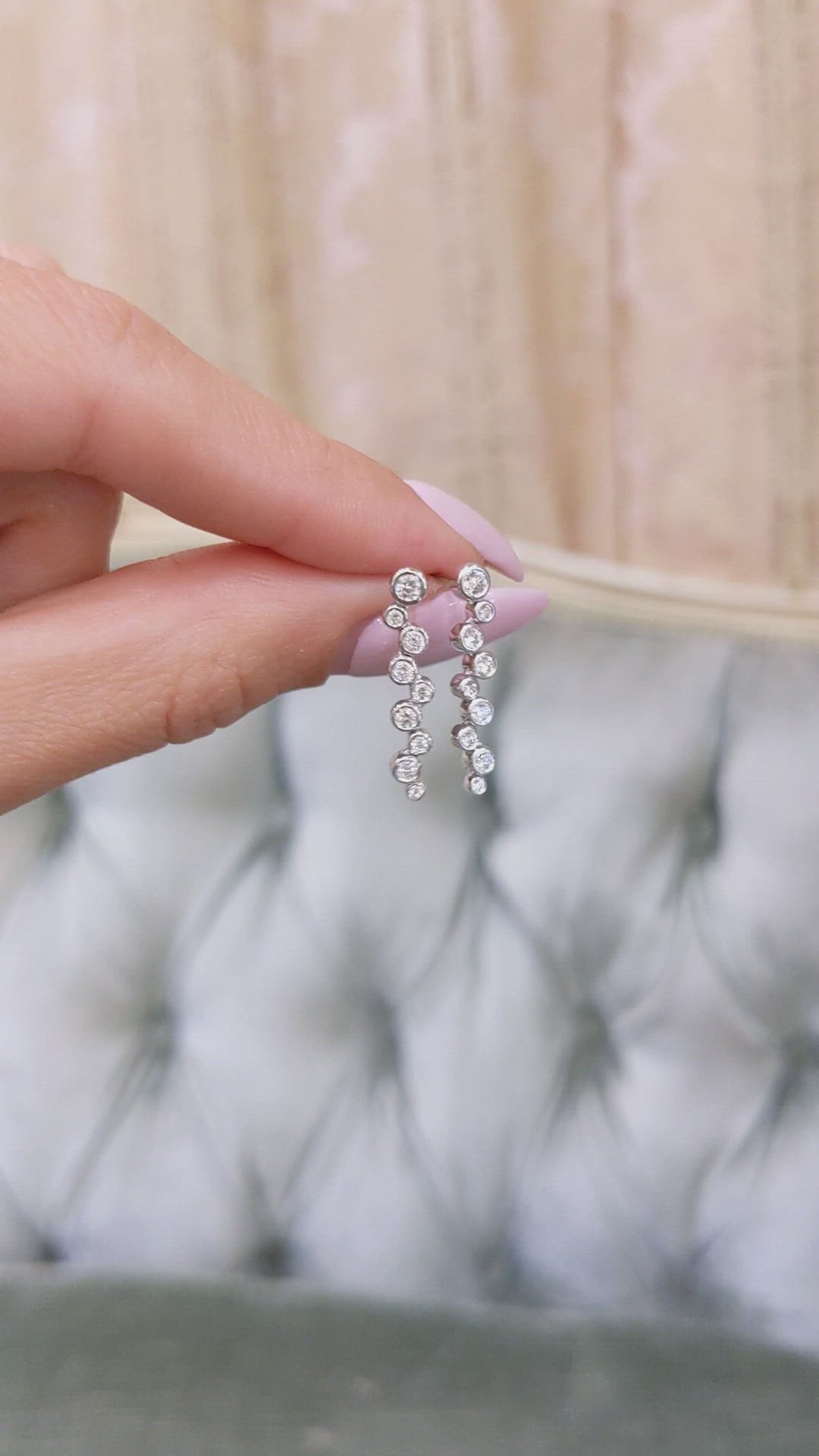 0.36 Ct.Tw.Total Carat Weight Natural Diamond Accent Stones Earrings, 18K White Gold Size Video