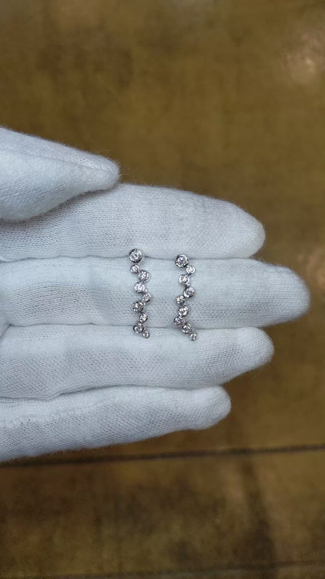 0.36 Ct.Tw.Total Carat Weight Natural Diamond Accent Stones Earrings, 18K White Gold Size Video