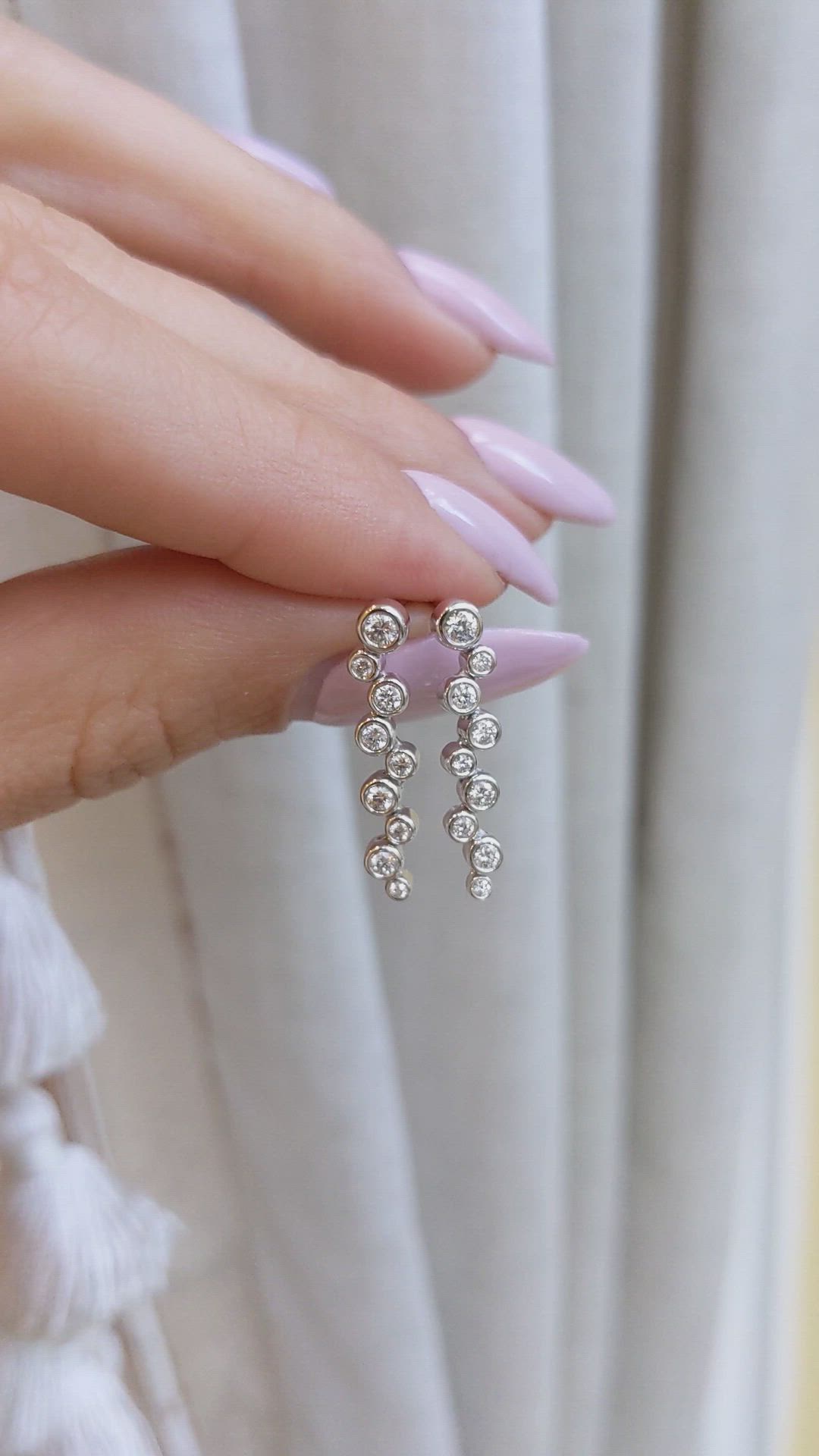 0.36 Ct.Tw.Total Carat Weight Natural Diamond Accent Stones Earrings, 18K White Gold Size Video