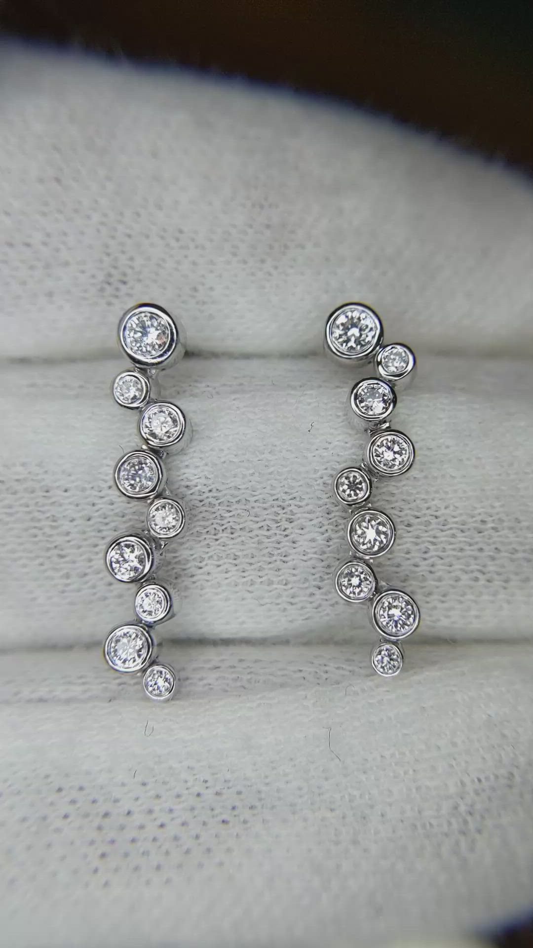 0.36 Ct.Tw.Total Carat Weight Natural Diamond Accent Stones Earrings, 18K White Gold Size Video
