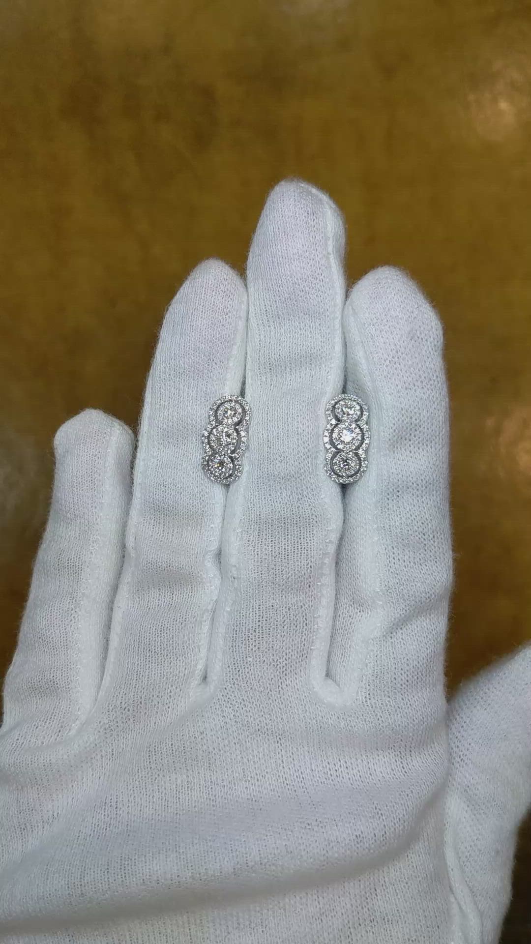 0.76&nbsp;Ct.Tw.Total Carat Weight Natural Diamond Antique Style Earrings, 18K White Gold Size Video