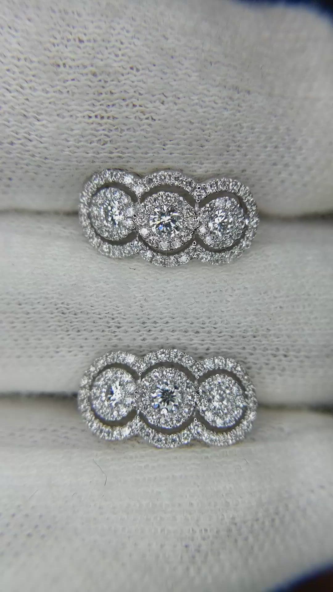 0.76&nbsp;Ct.Tw.Total Carat Weight Natural Diamond Antique Style Earrings, 18K White Gold Size Video
