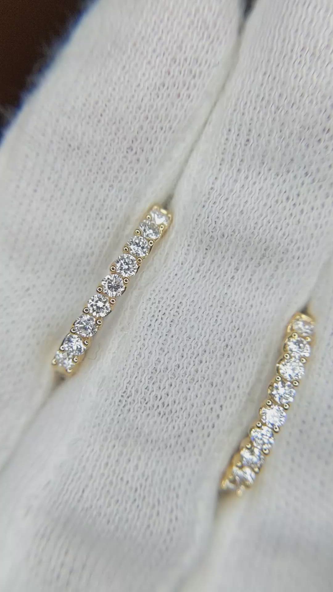 1.00 Ct.Tw.Total Carat Weight Natural Diamond Hoops Earrings, 18K Yellow Gold Size Video