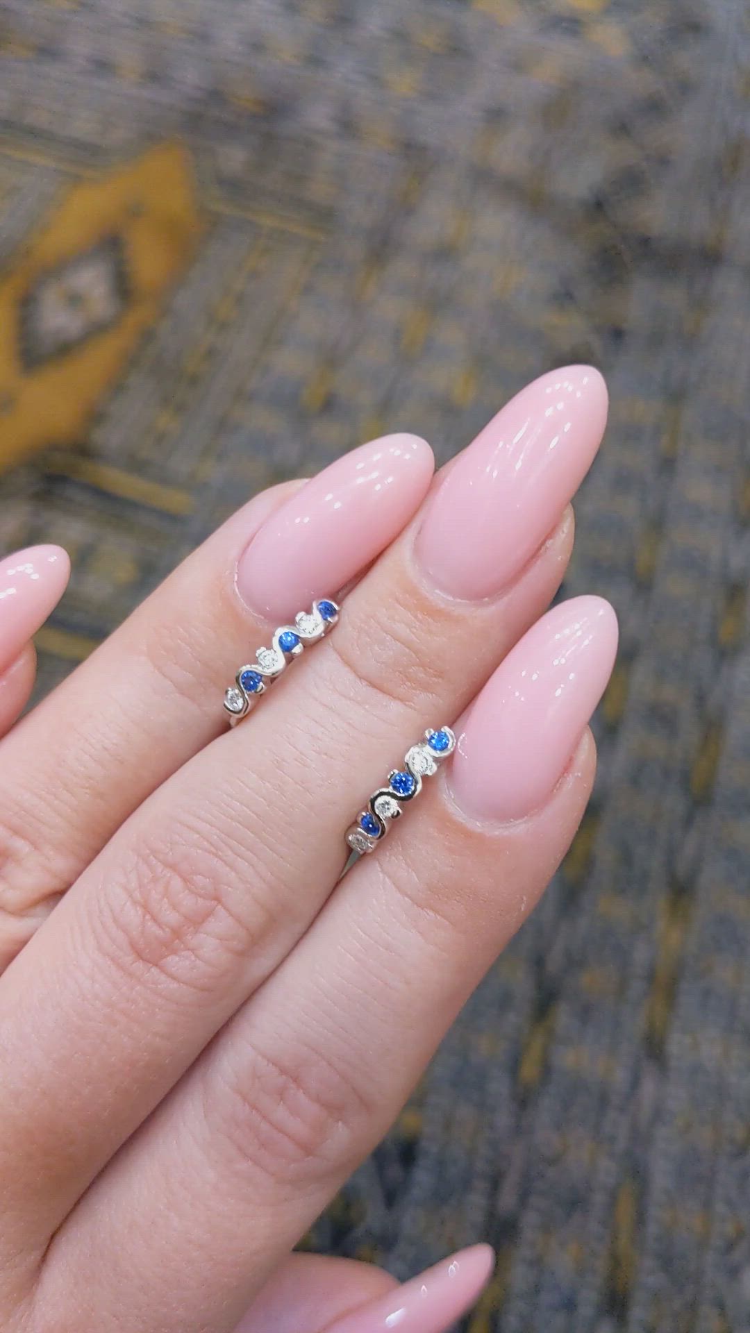 0.20 Ct.Tw. Blue Sapphire and Natural Diamond Hoops Earrings, 18K White Gold Size Video