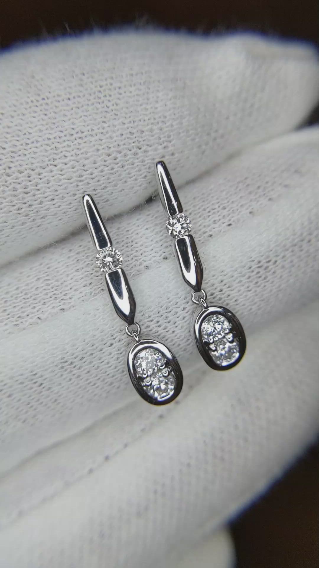 0.36&nbsp;Ct.Tw.Total Carat Weight Natural Diamond Accent Stones Earrings, 18K White Gold Size Video