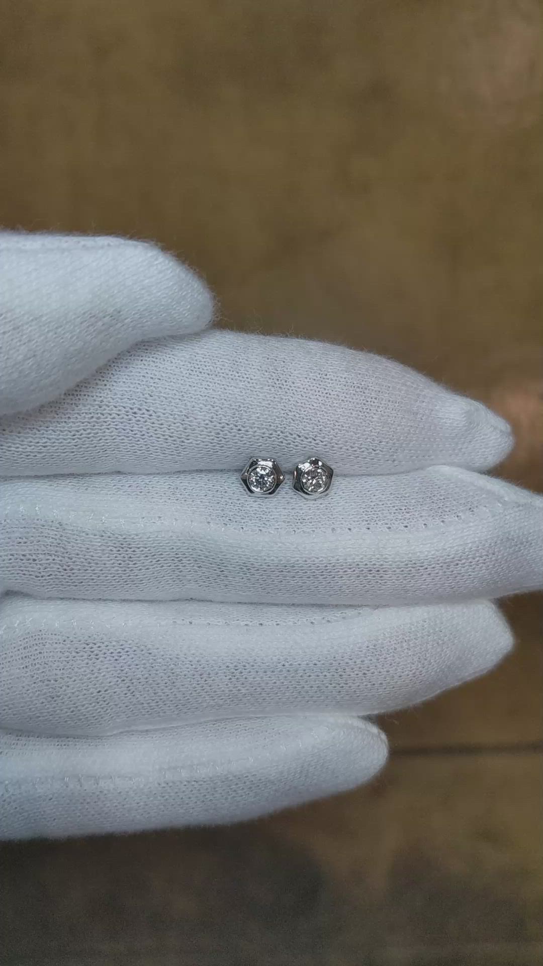 0.20 Ct.Tw.Total Carat Weight Natural Diamond Studs Earrings, 18K White Gold Size Video