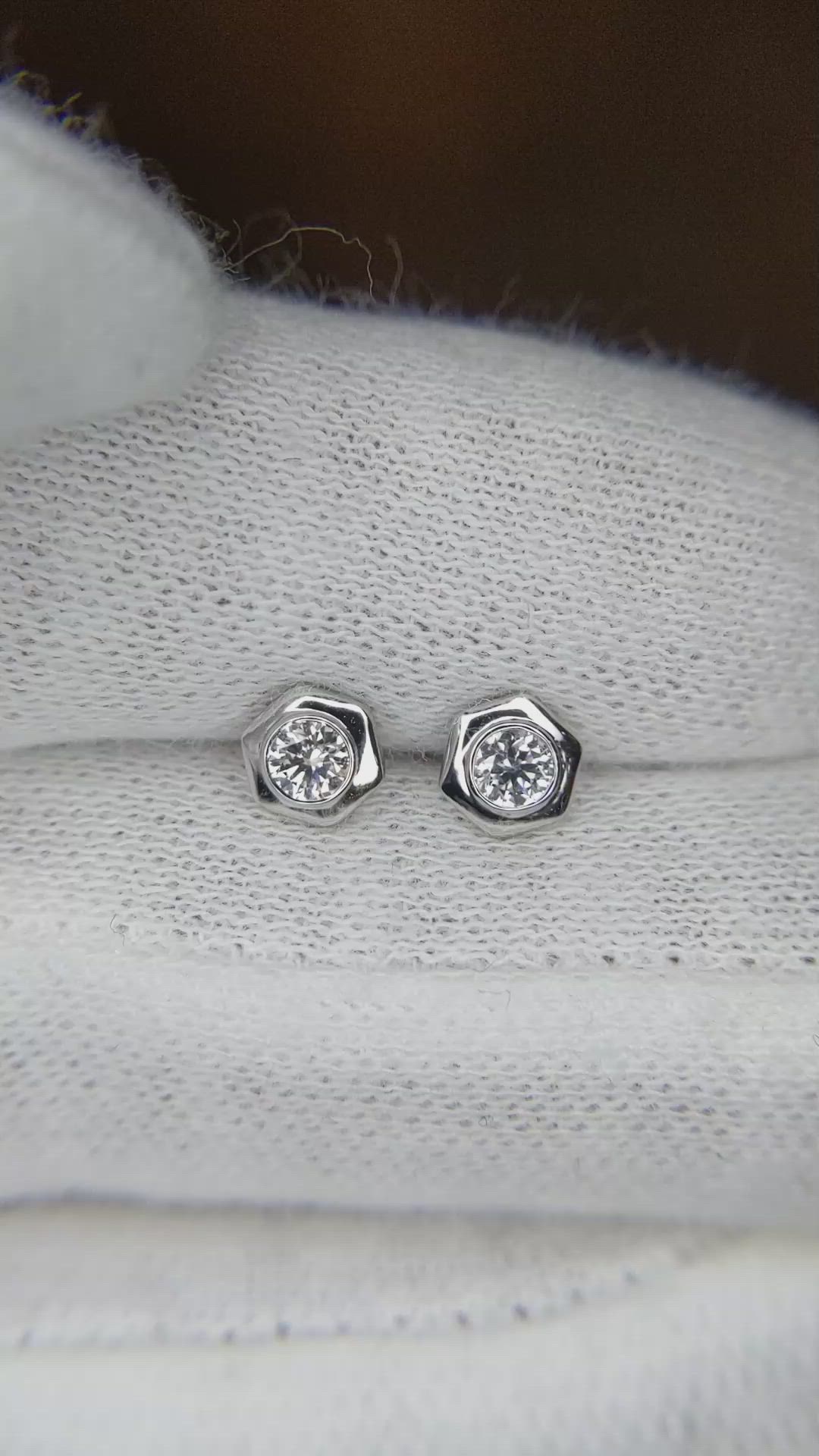0.20 Ct.Tw.Total Carat Weight Natural Diamond Studs Earrings, 18K White Gold Size Video