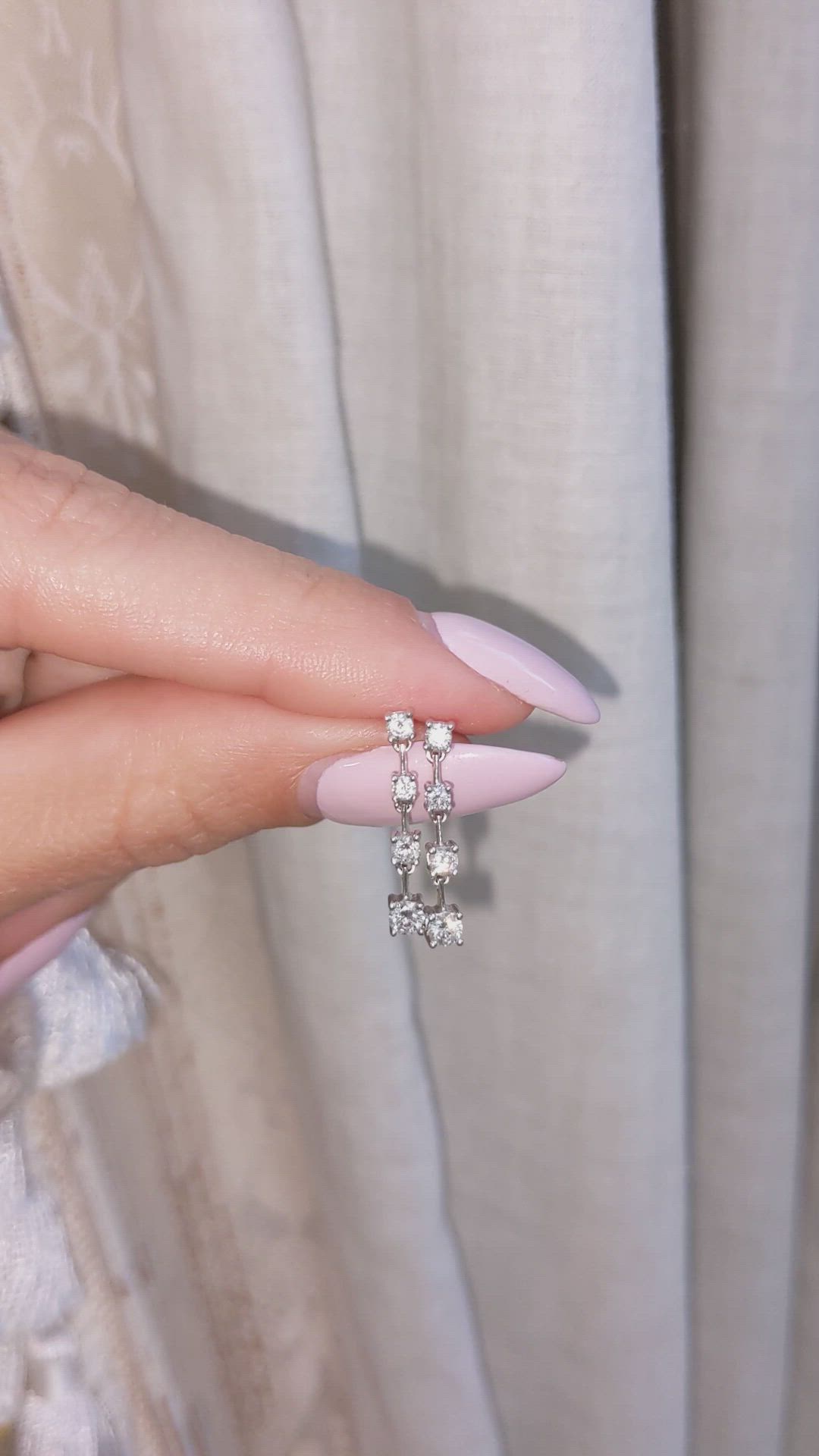 0.43 Ct.Tw.Total Carat Weight Natural Diamond Accent Stones Earrings, 18K White Gold Size Video