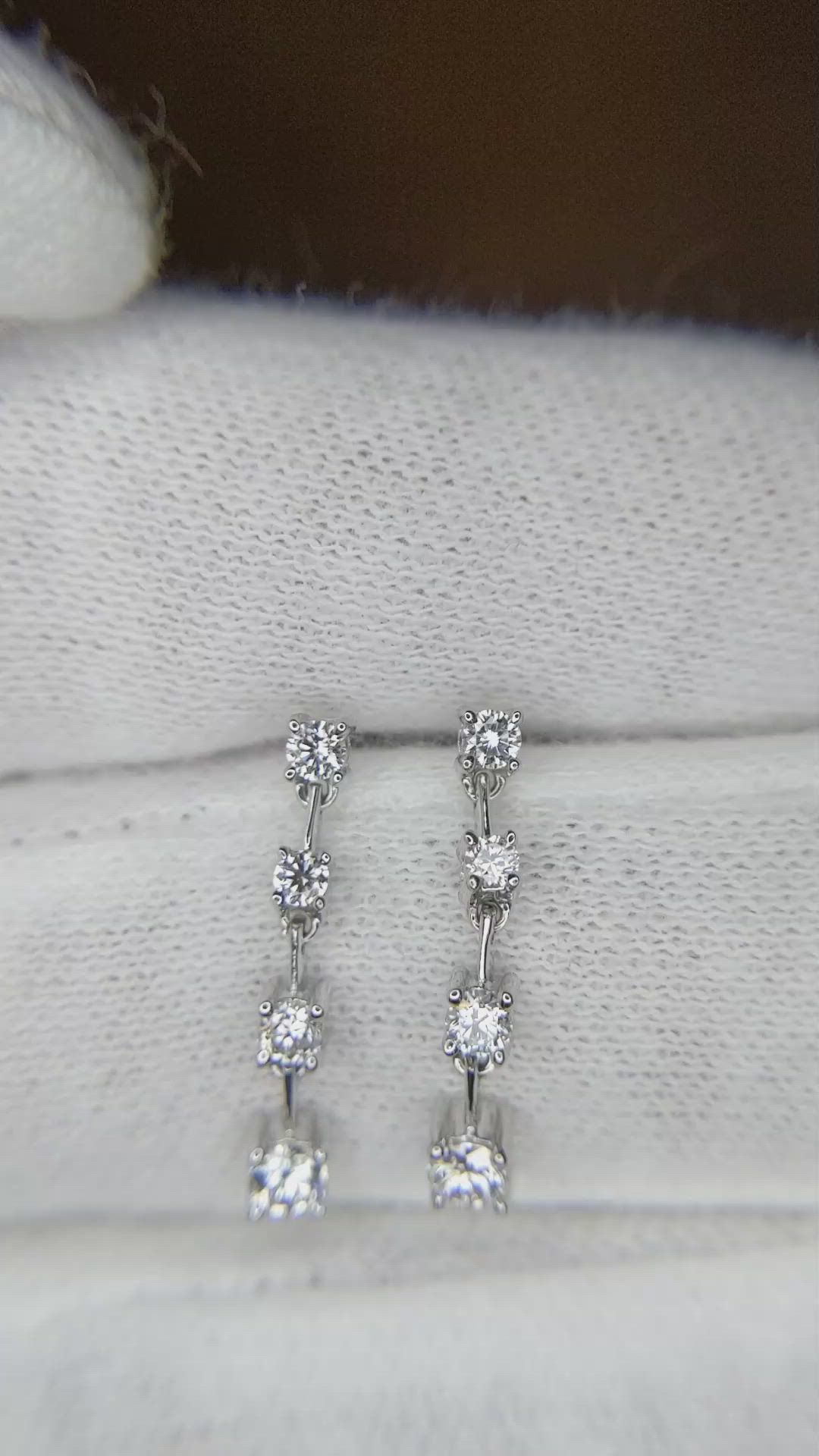 0.43 Ct.Tw.Total Carat Weight Natural Diamond Accent Stones Earrings, 18K White Gold Size Video