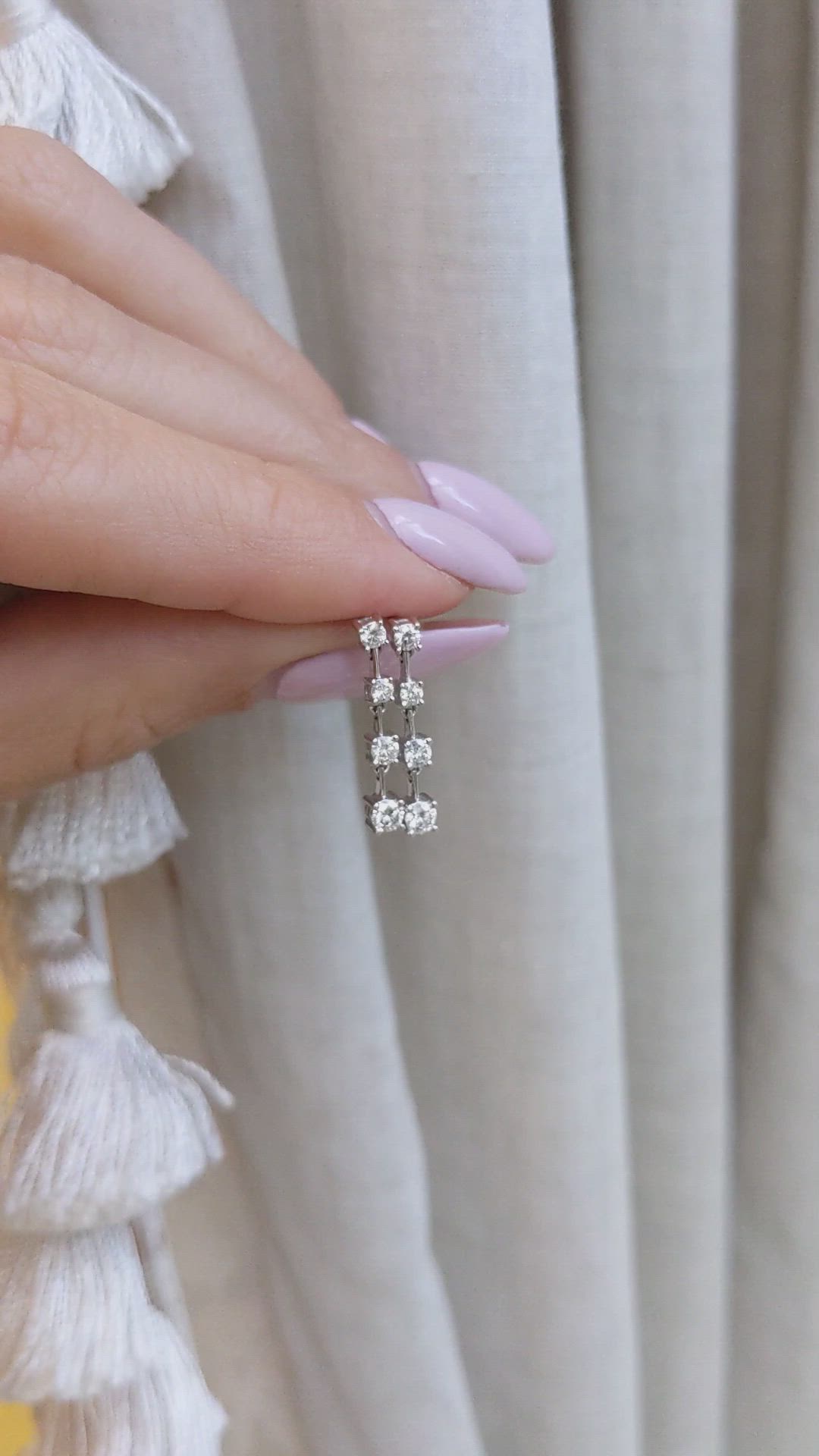 0.43 Ct.Tw.Total Carat Weight Natural Diamond Accent Stones Earrings, 18K White Gold Size Video
