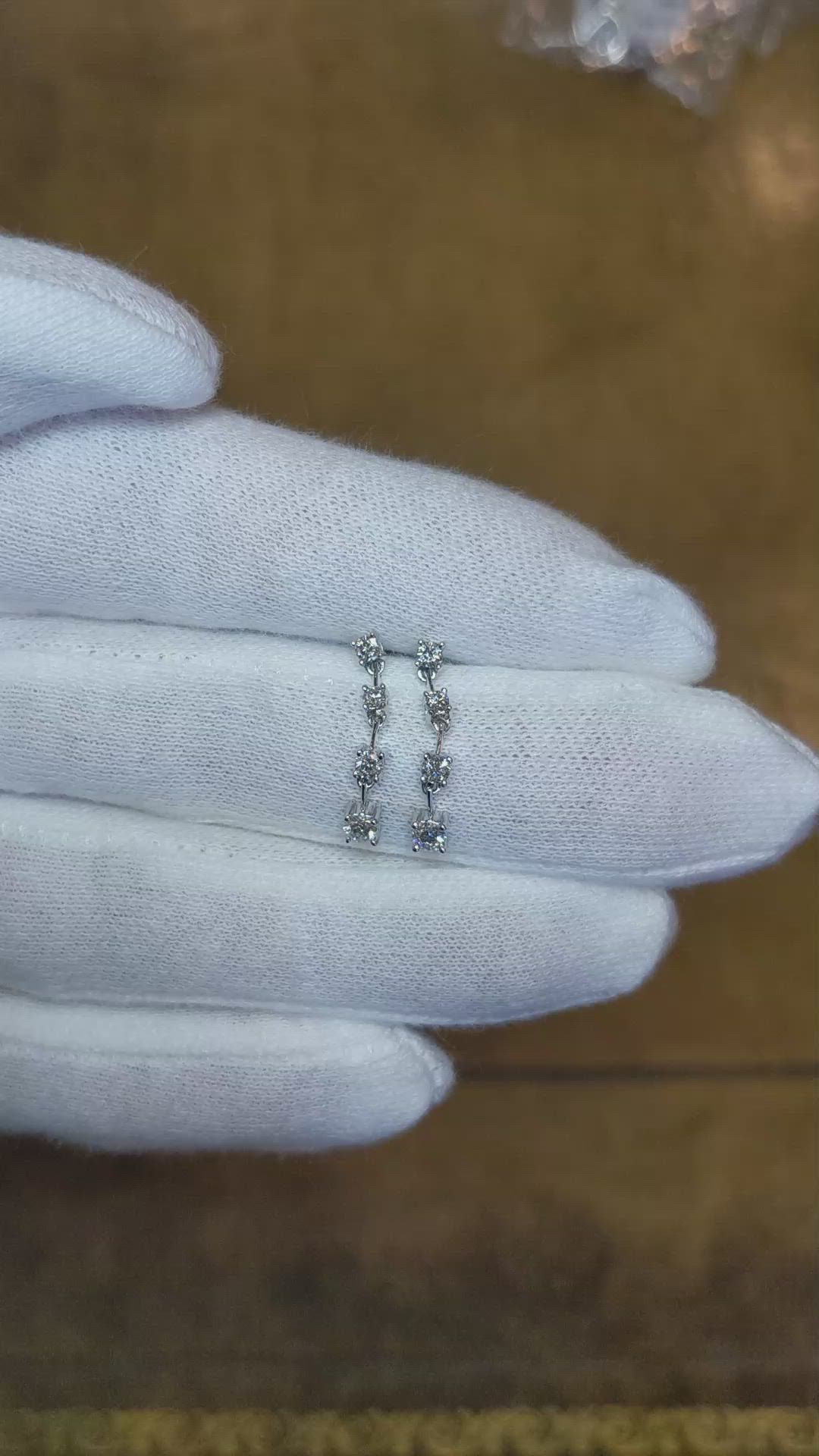 0.43 Ct.Tw.Total Carat Weight Natural Diamond Accent Stones Earrings, 18K White Gold Size Video