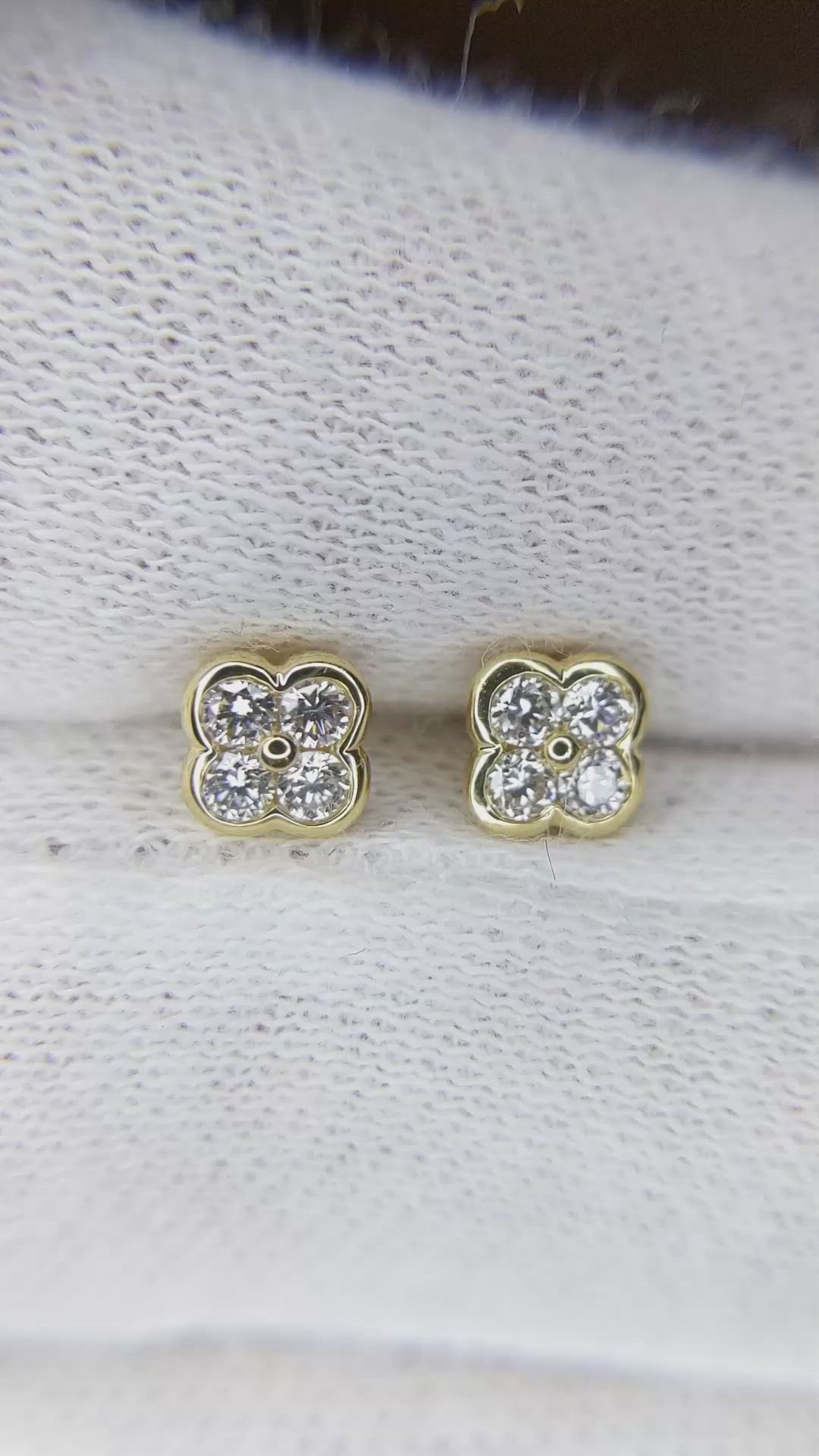 1.64 Ct.Tw.Total Carat Weight Natural Diamond Studs Earrings, 18K Yellow Gold Size Video