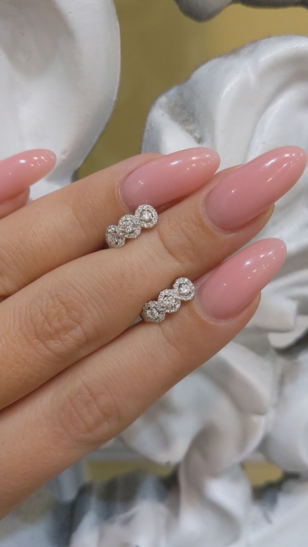 0.27 Ct.Tw.Total Carat Weight Natural Diamond Pave Earrings, 18K White Gold Size Video