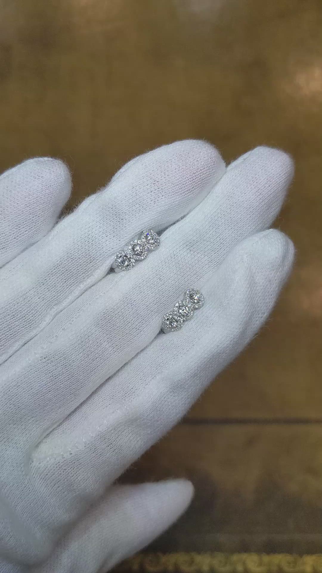 0.27 Ct.Tw.Total Carat Weight Natural Diamond Pave Earrings, 18K White Gold Size Video