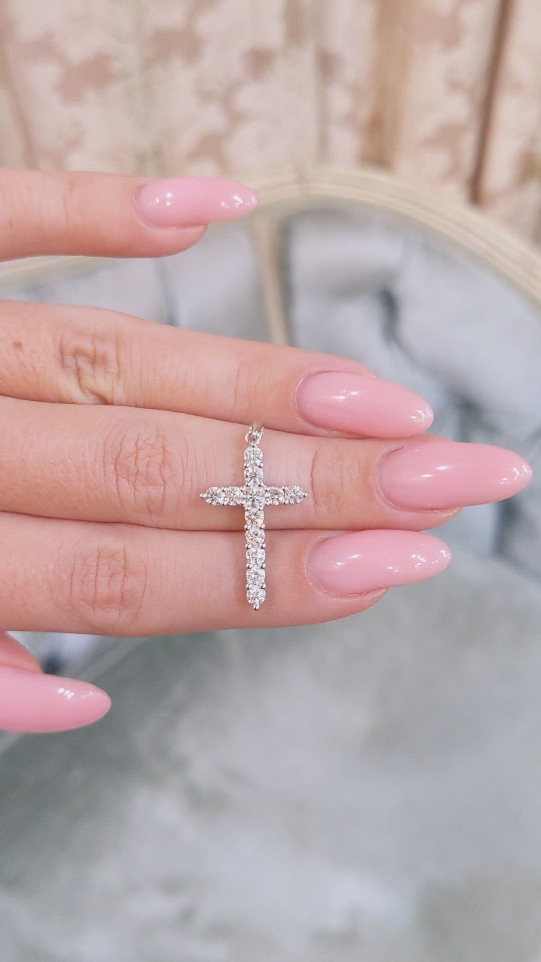 0.93 Ct. Natural Diamond Pave Pendant, 18K White Gold Size Video