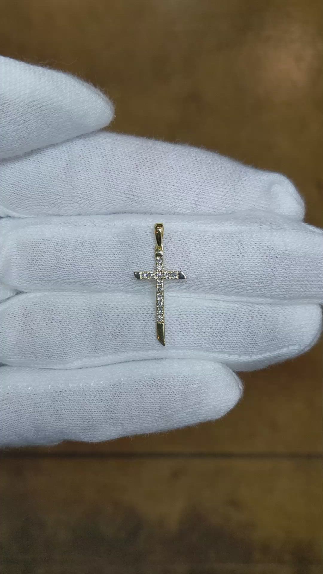 0.14 Ct. Natural Diamond Pave Pendant, 18K Yellow Gold Size Video