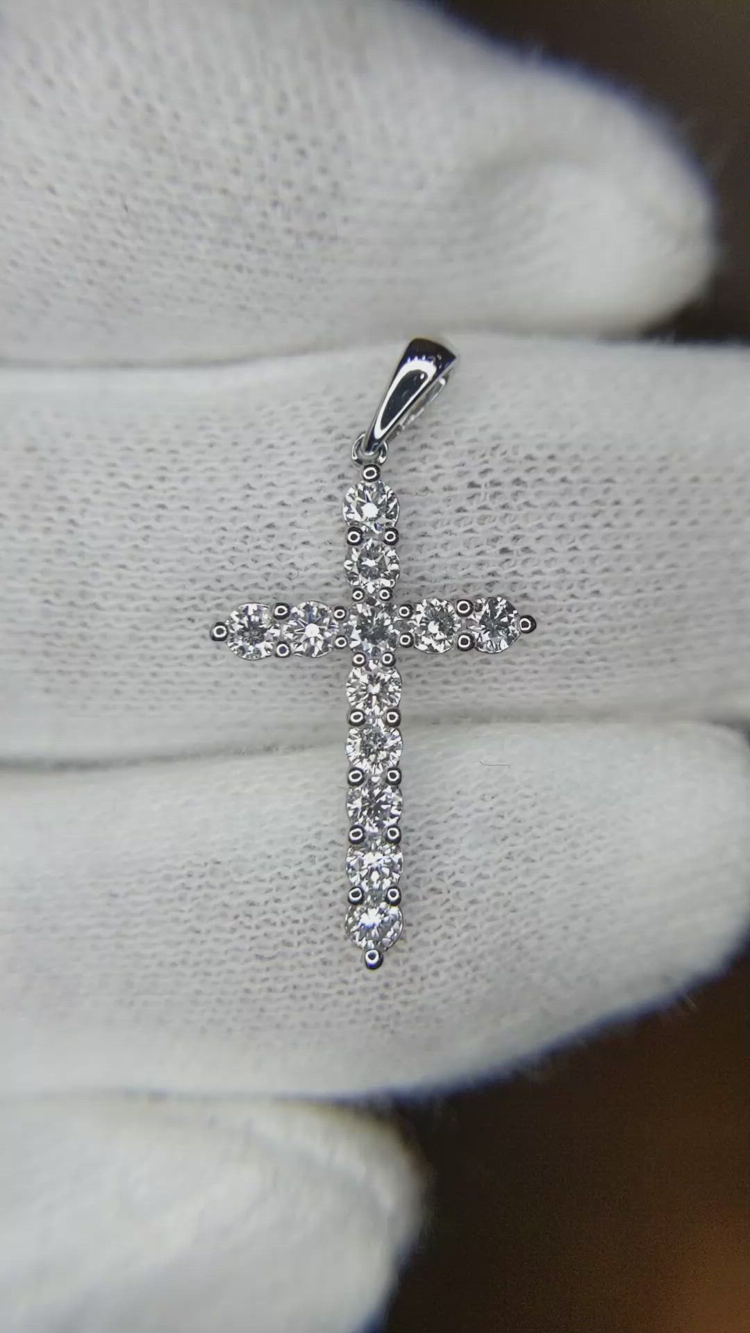 0.48 Ct. Natural Diamond Pave Pendant, 18K White Gold Size Video