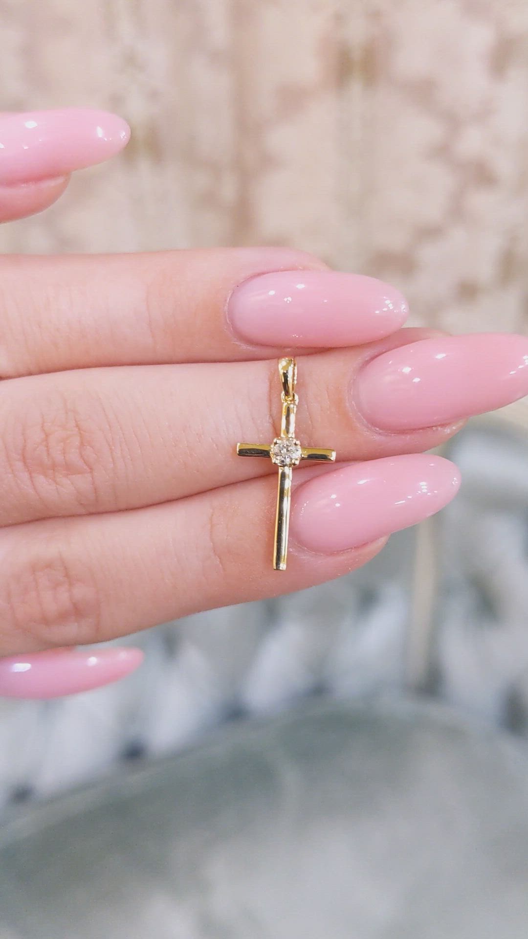 0.09 Ct. Natural Diamond Solitaire Pendant, 18K Yellow Gold Size Video