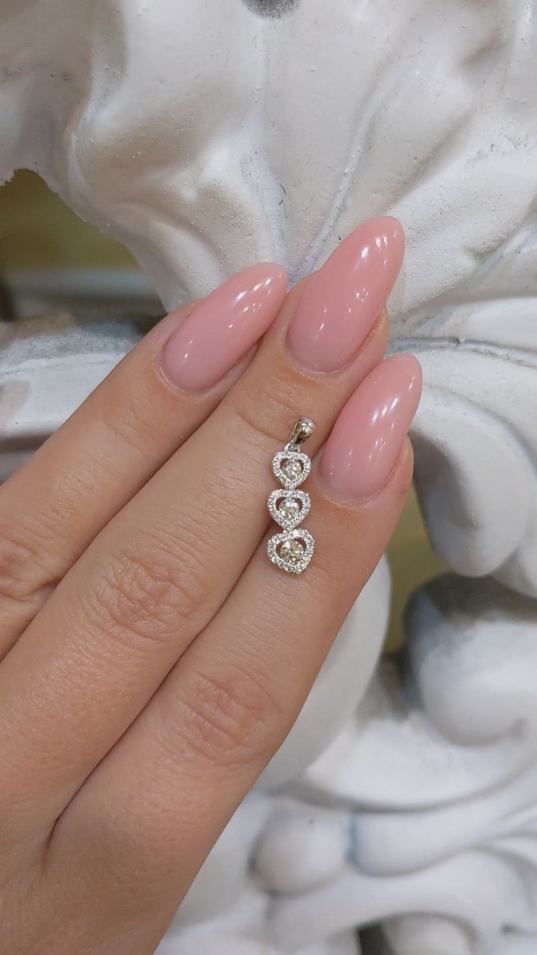 0.35 Ct. Natural Diamond Pave Pendant, 18K White Gold Size Video