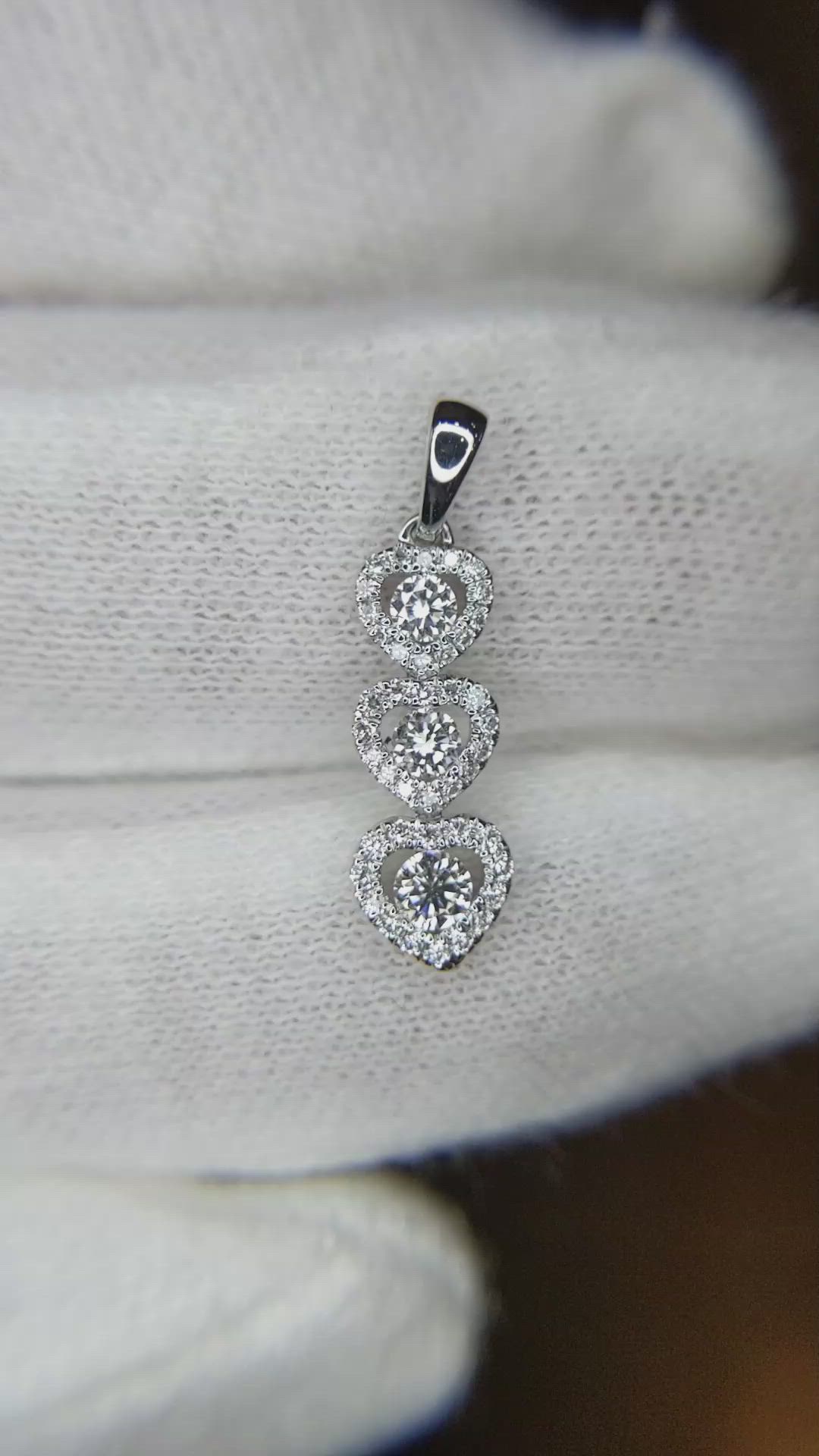 0.35 Ct. Natural Diamond Pave Pendant, 18K White Gold Size Video