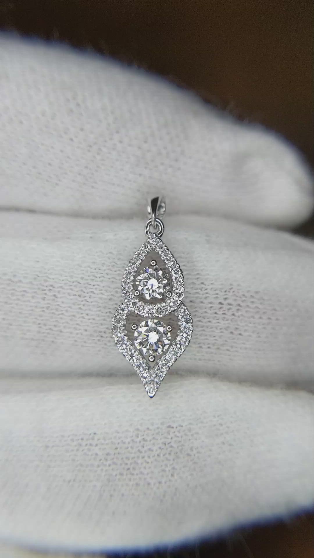 0.43 Ct. Natural Diamond Pave Pendant, 18K White Gold Size Video