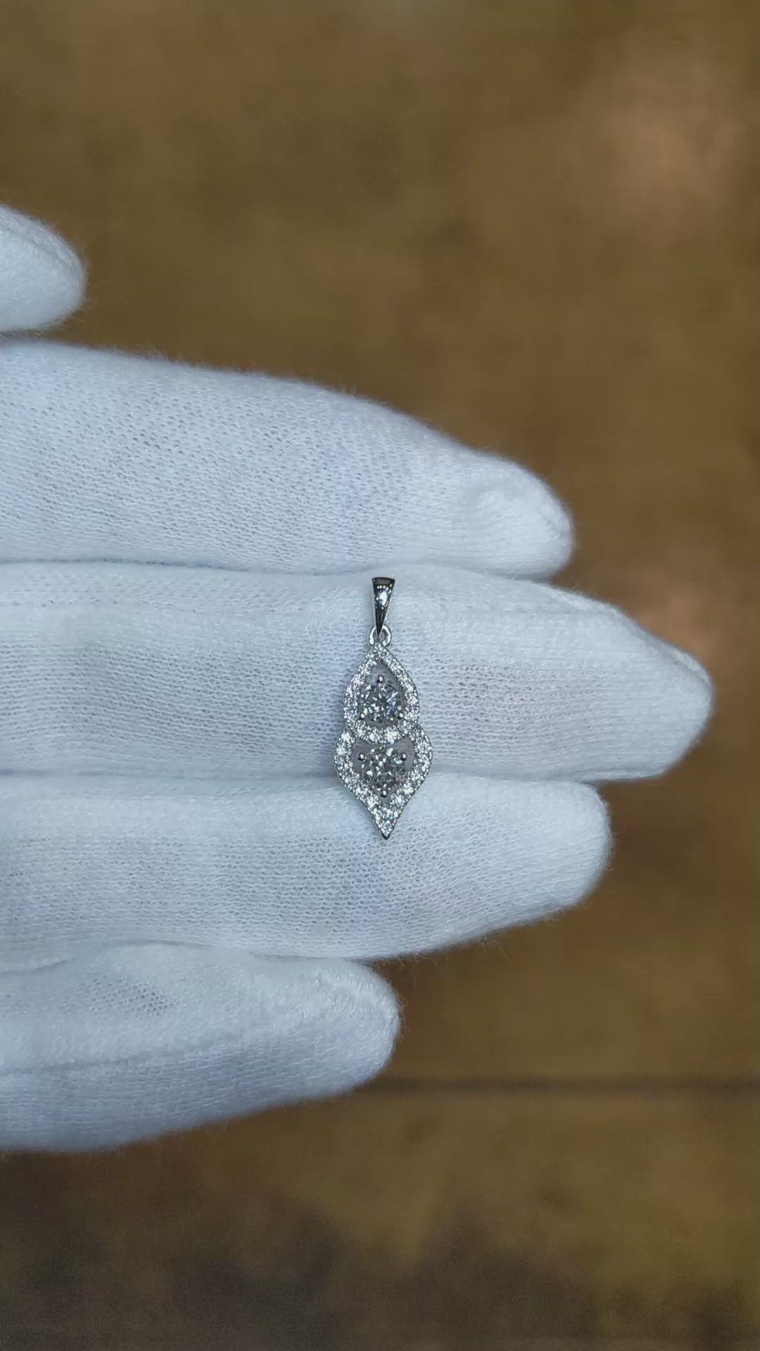 0.43 Ct. Natural Diamond Pave Pendant, 18K White Gold Size Video