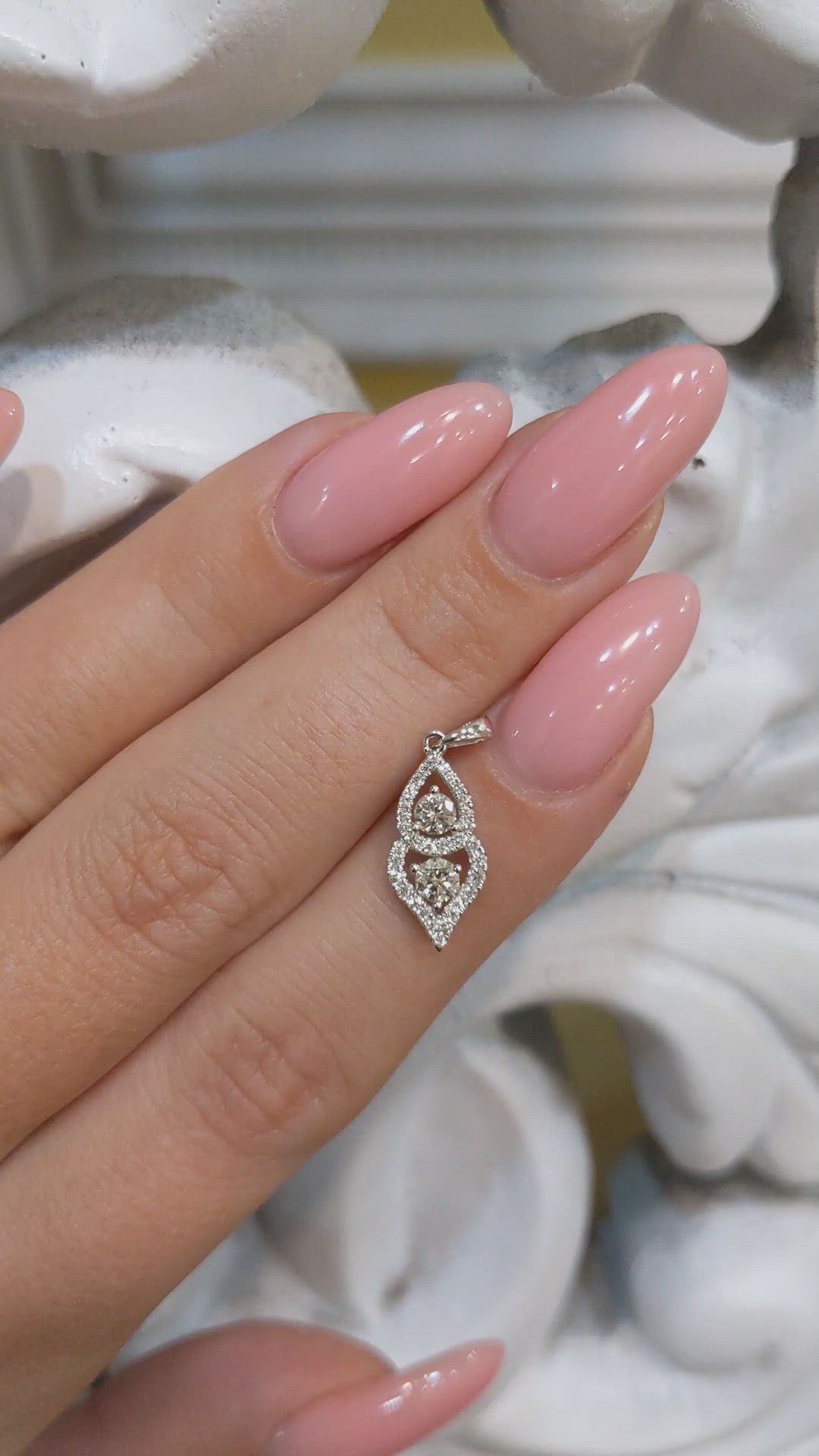 0.43 Ct. Natural Diamond Pave Pendant, 18K White Gold Size Video