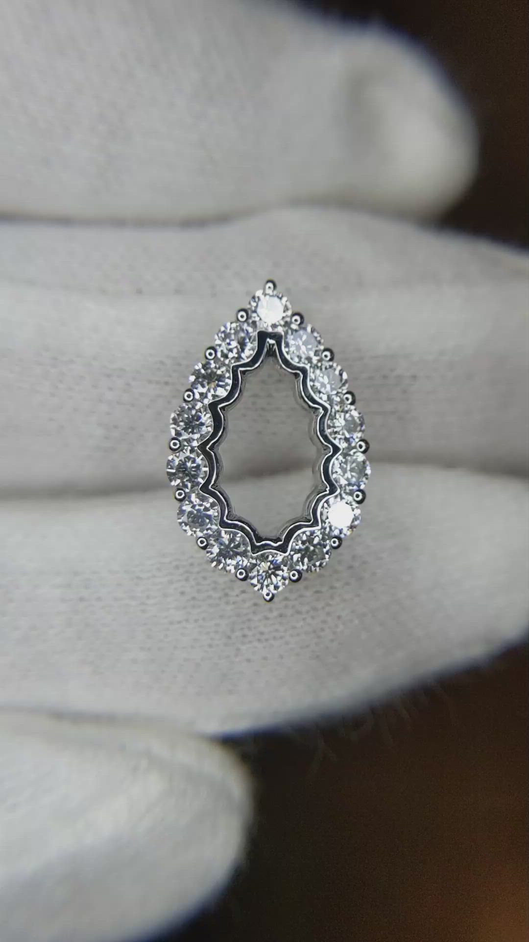 0.85 Ct. Natural Diamond Pave Pendant, 18K White Gold Size Video