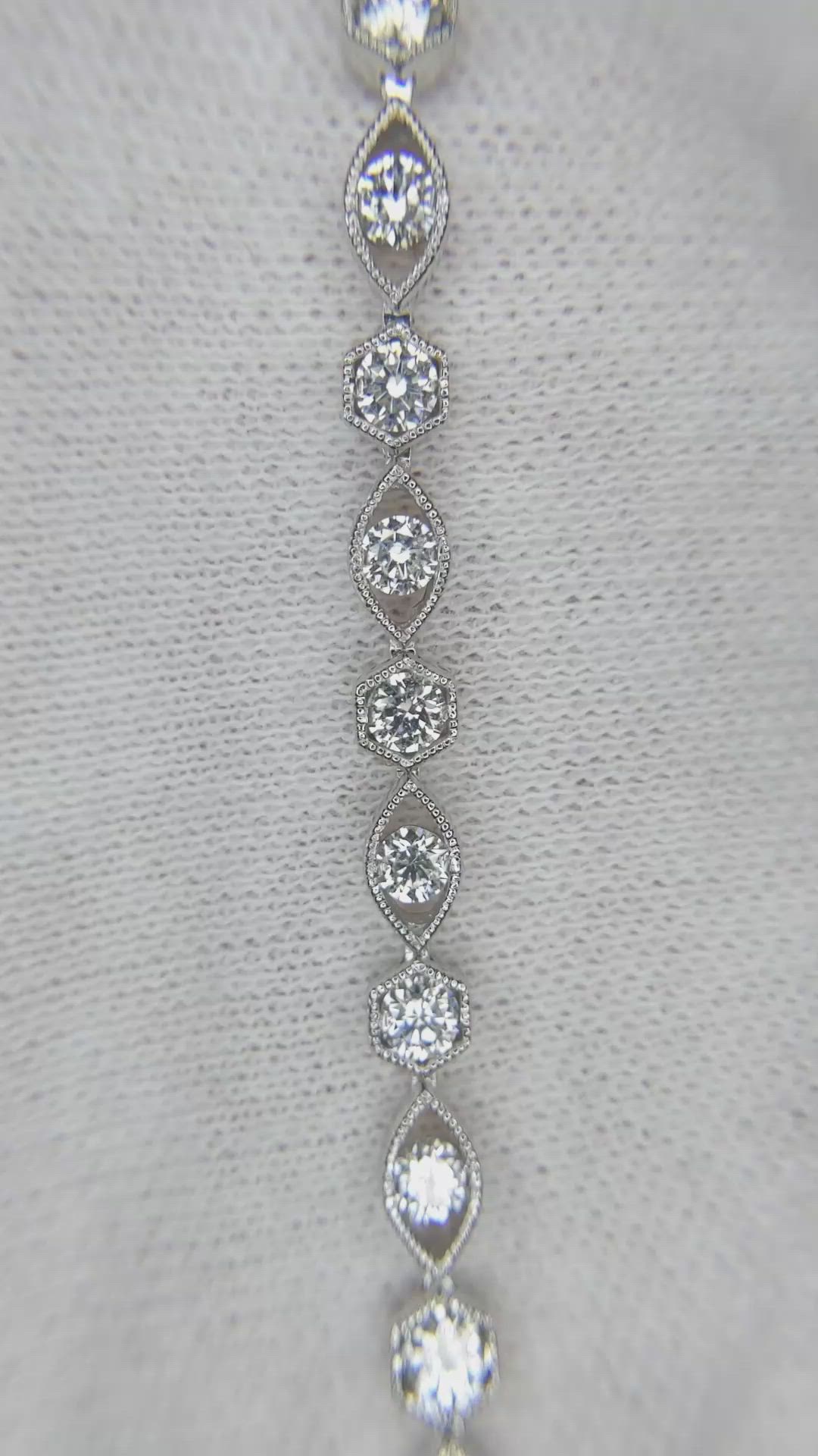 2.72&nbsp;Ct.Tw.Total Carat Weight Natural Diamond Pave Bracelet, 18K White Gold Size Video