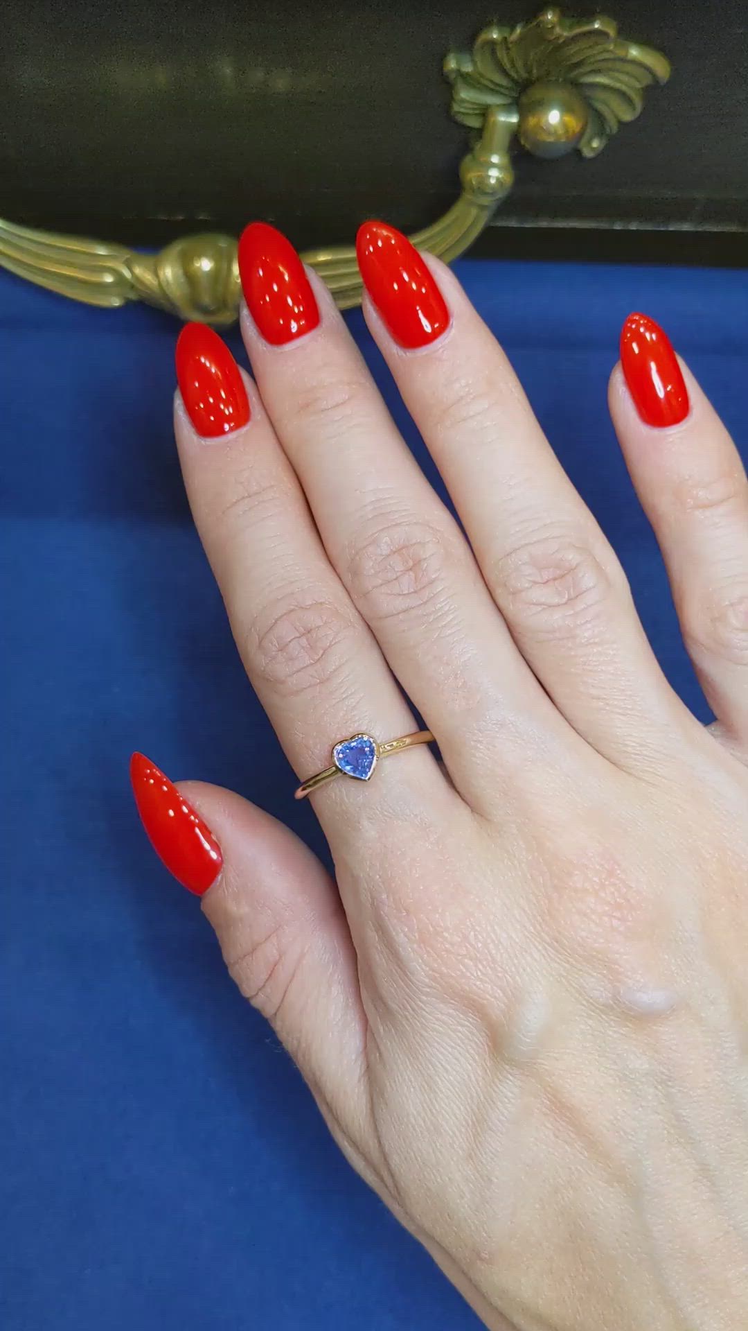 0.45 Ct. Blue Sapphire Solitaire Ring, 14K Yellow Gold Size Video