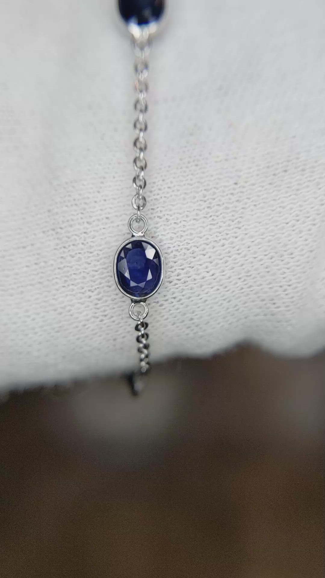 3.35 Ct.Tw. Blue Sapphire Bezel Bracelet, 18K White Gold Size Video