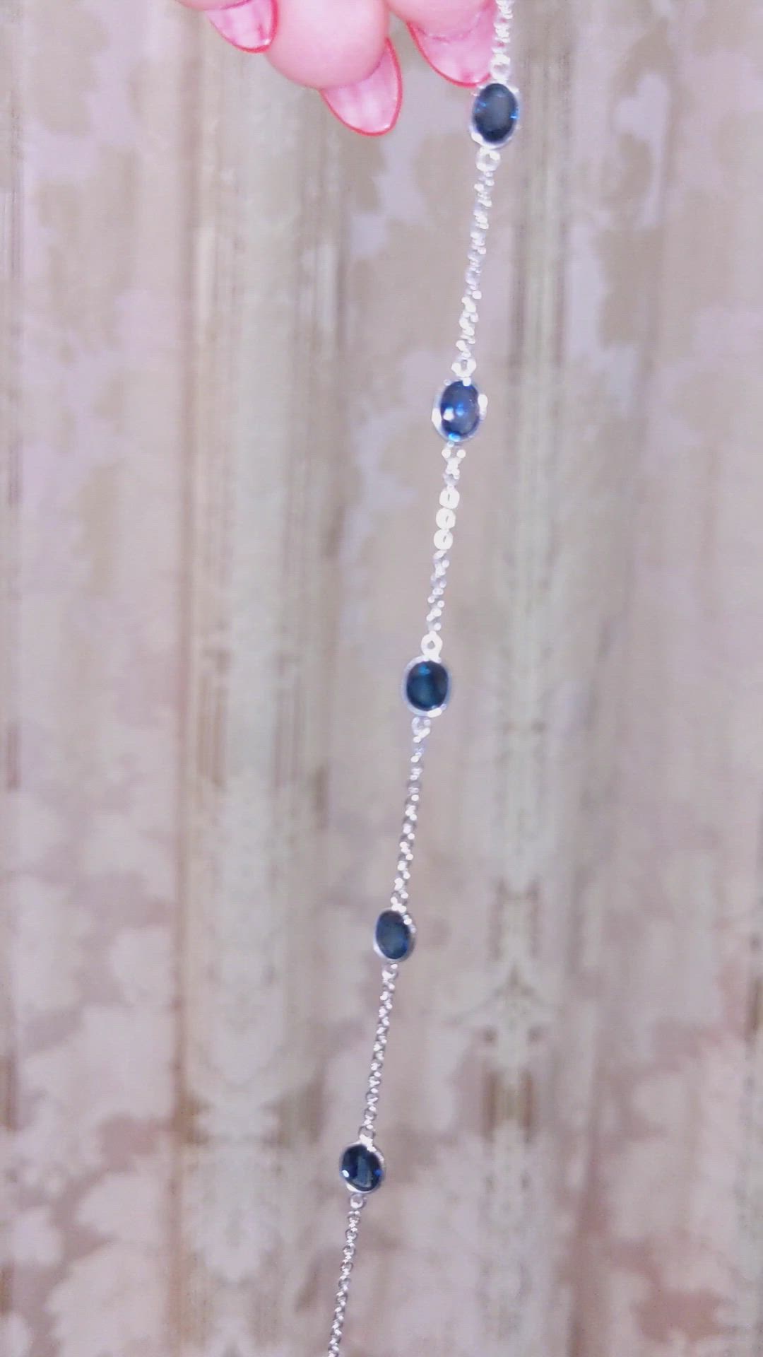 3.35 Ct.Tw. Blue Sapphire Bezel Bracelet, 18K White Gold Size Video