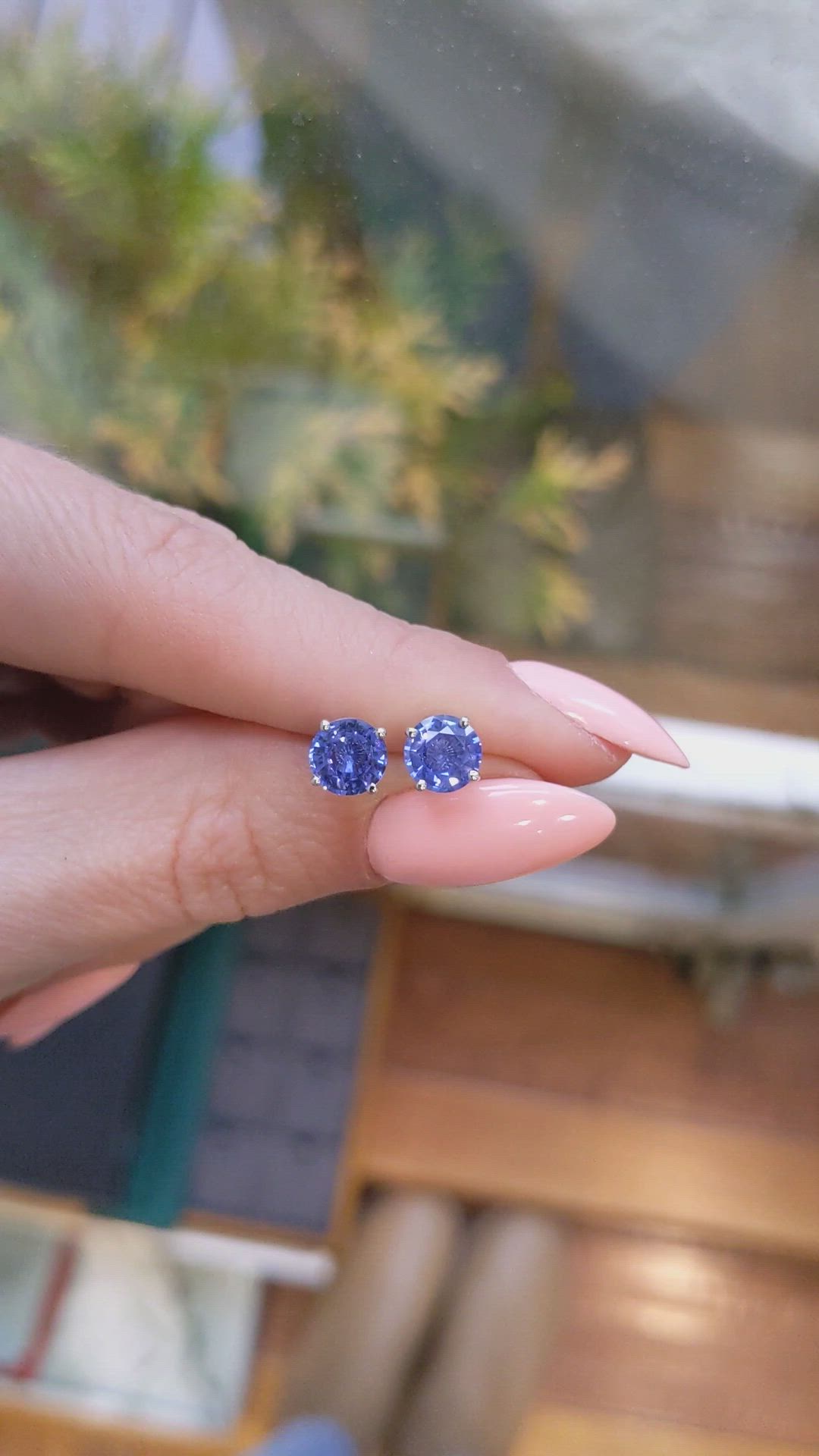 2.00 Ct.Tw. Blue Sapphire Studs Earrings, 14K White Gold Size Video